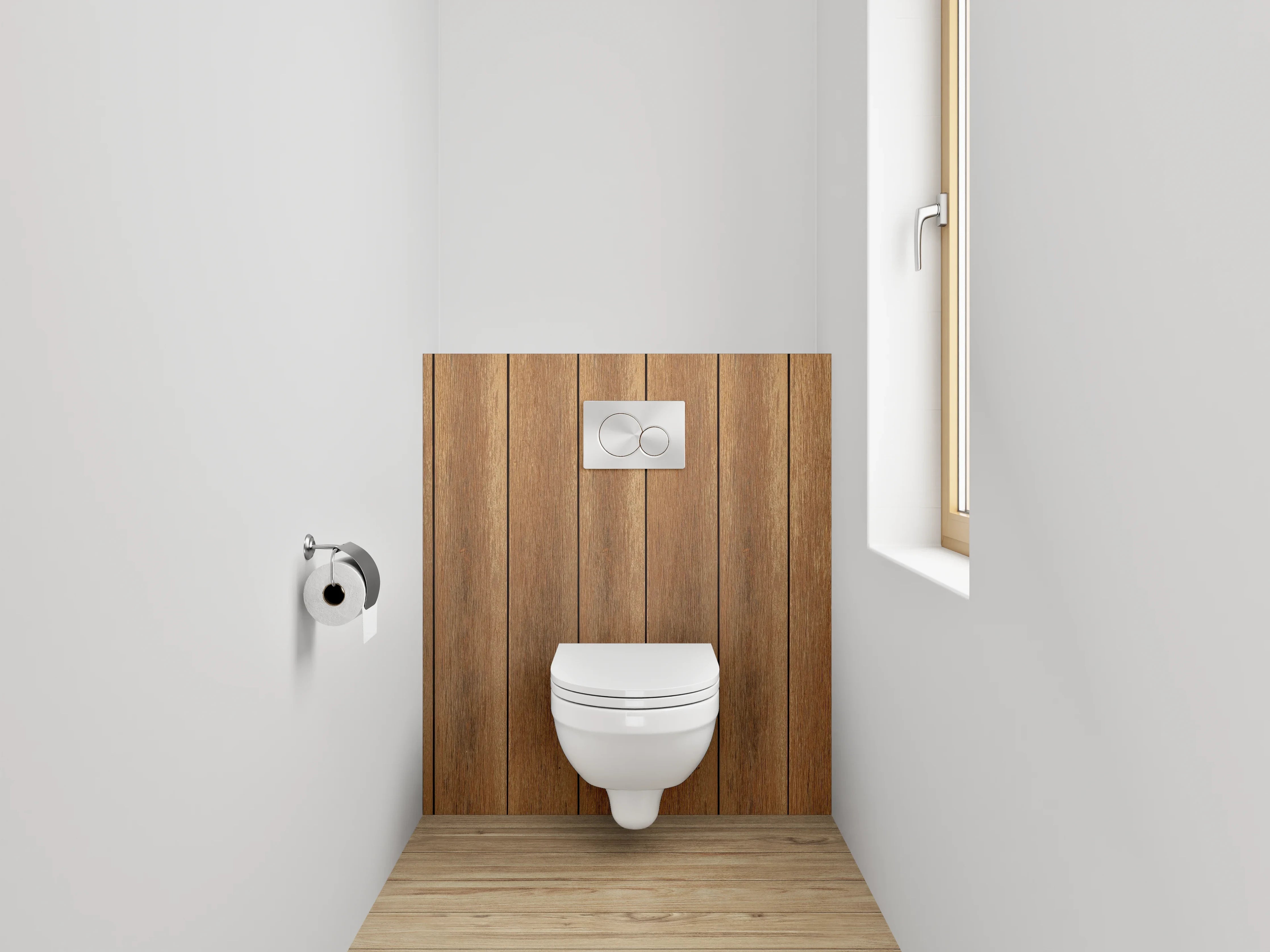WC-Rückwand - Braun-Graue Holzstruktur Vertikal