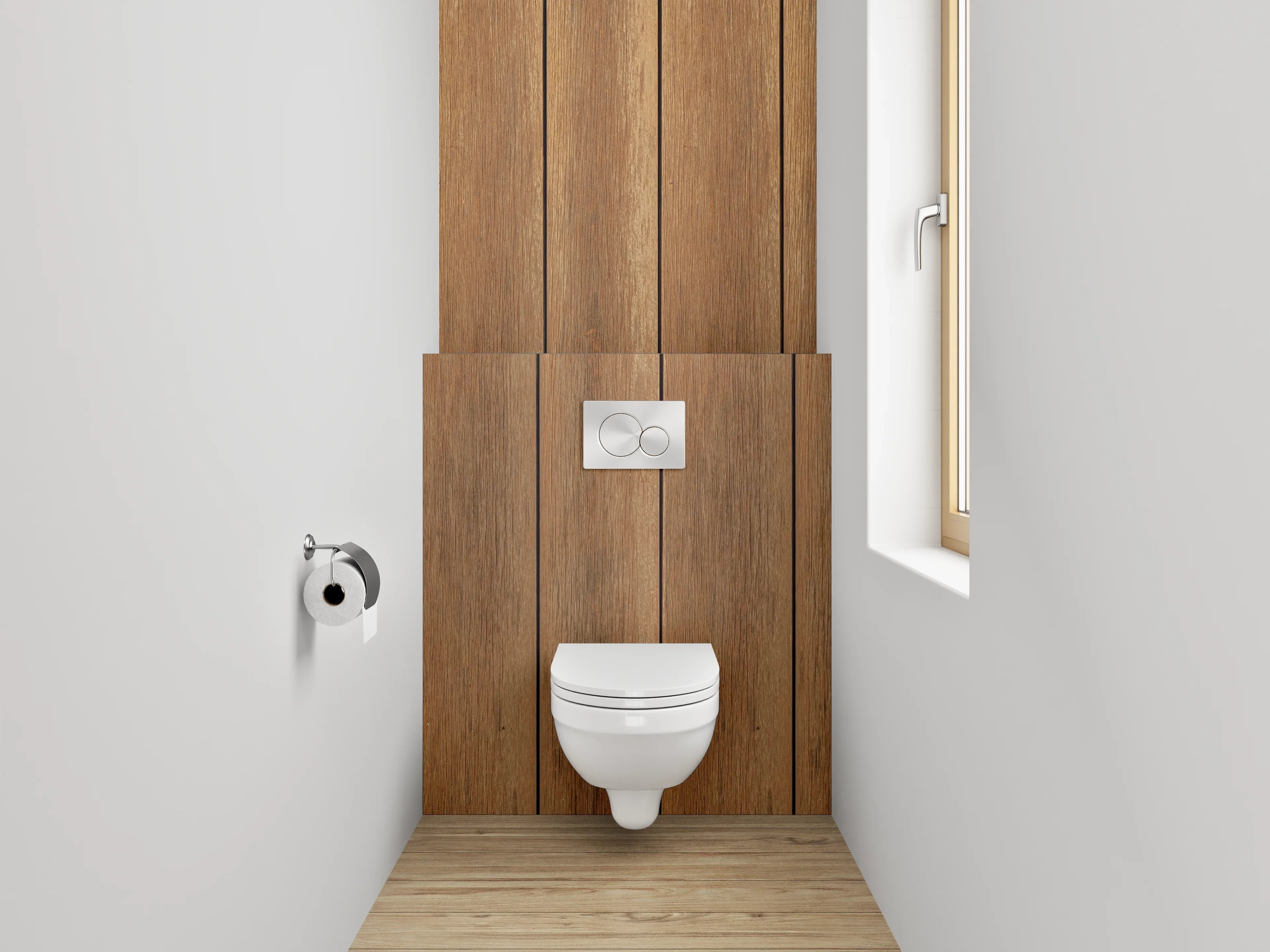 WC-Rückwand - Braun-Graue Holzstruktur Vertikal