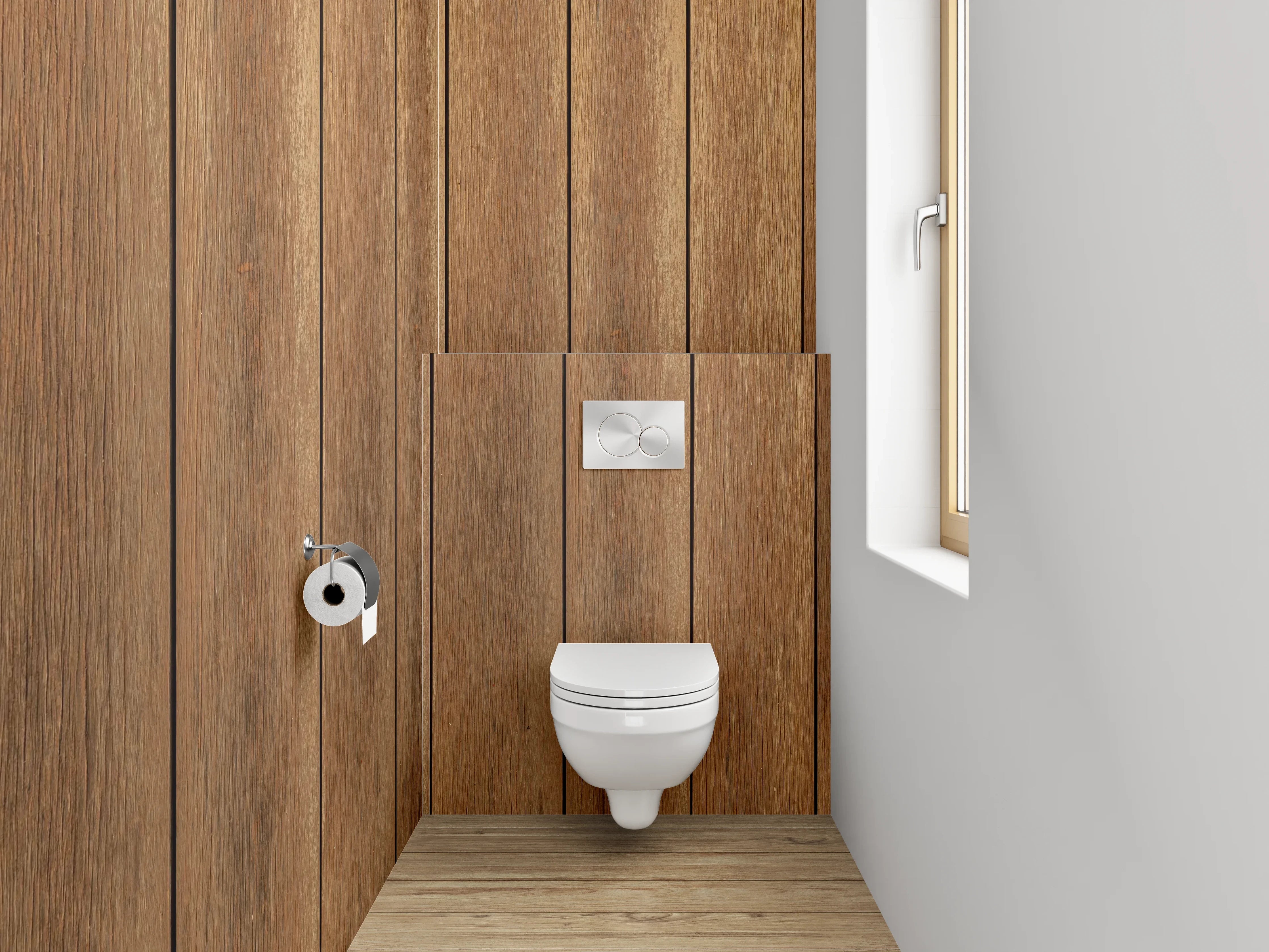 WC-Rückwand - Braun-Graue Holzstruktur Vertikal