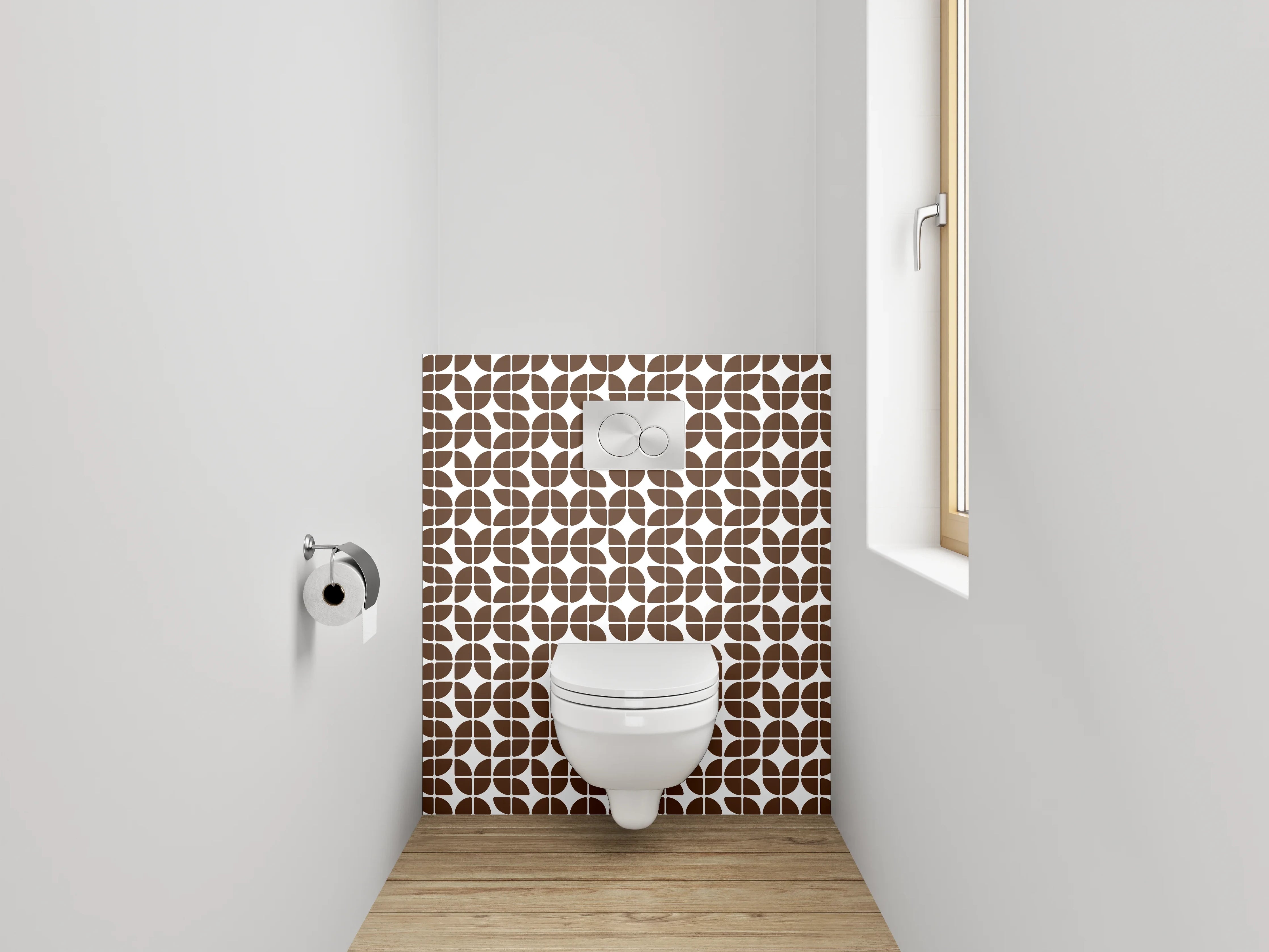 WC-Rückwand - Braun-Weißes Retro-Kachelmuster