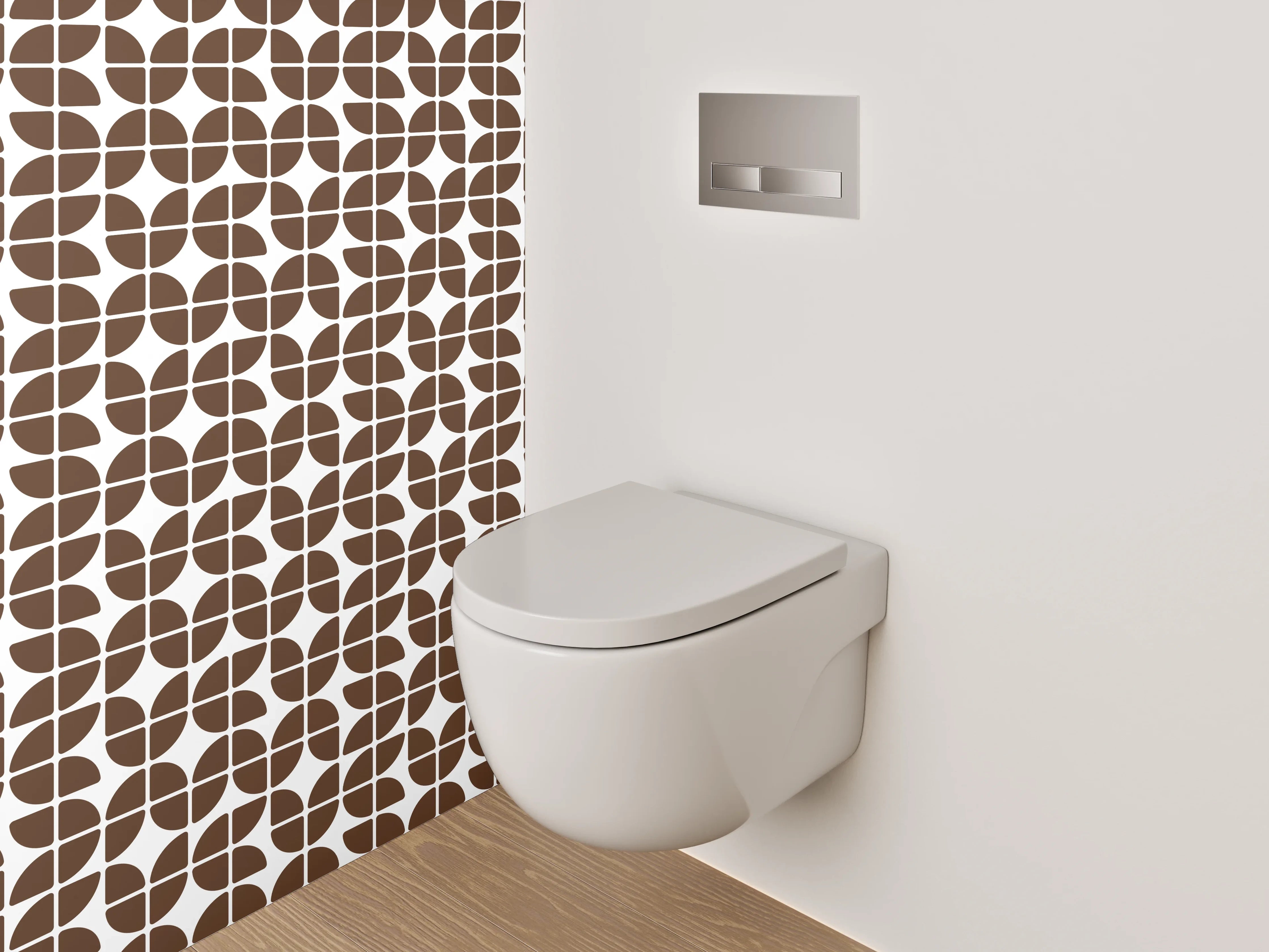 WC-Rückwand - Braun-Weißes Retro-Kachelmuster