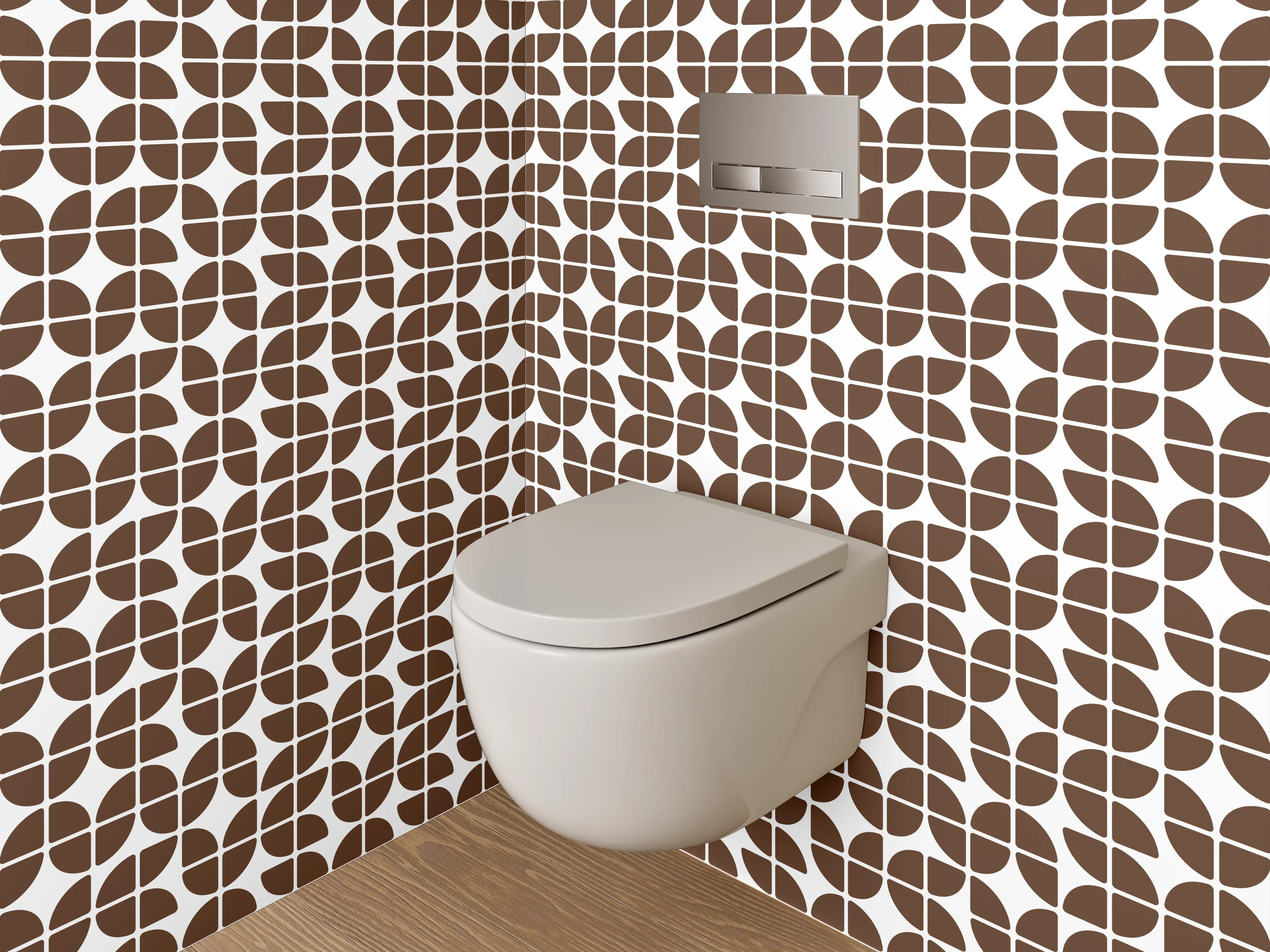 WC-Rückwand - Braun-Weißes Retro-Kachelmuster