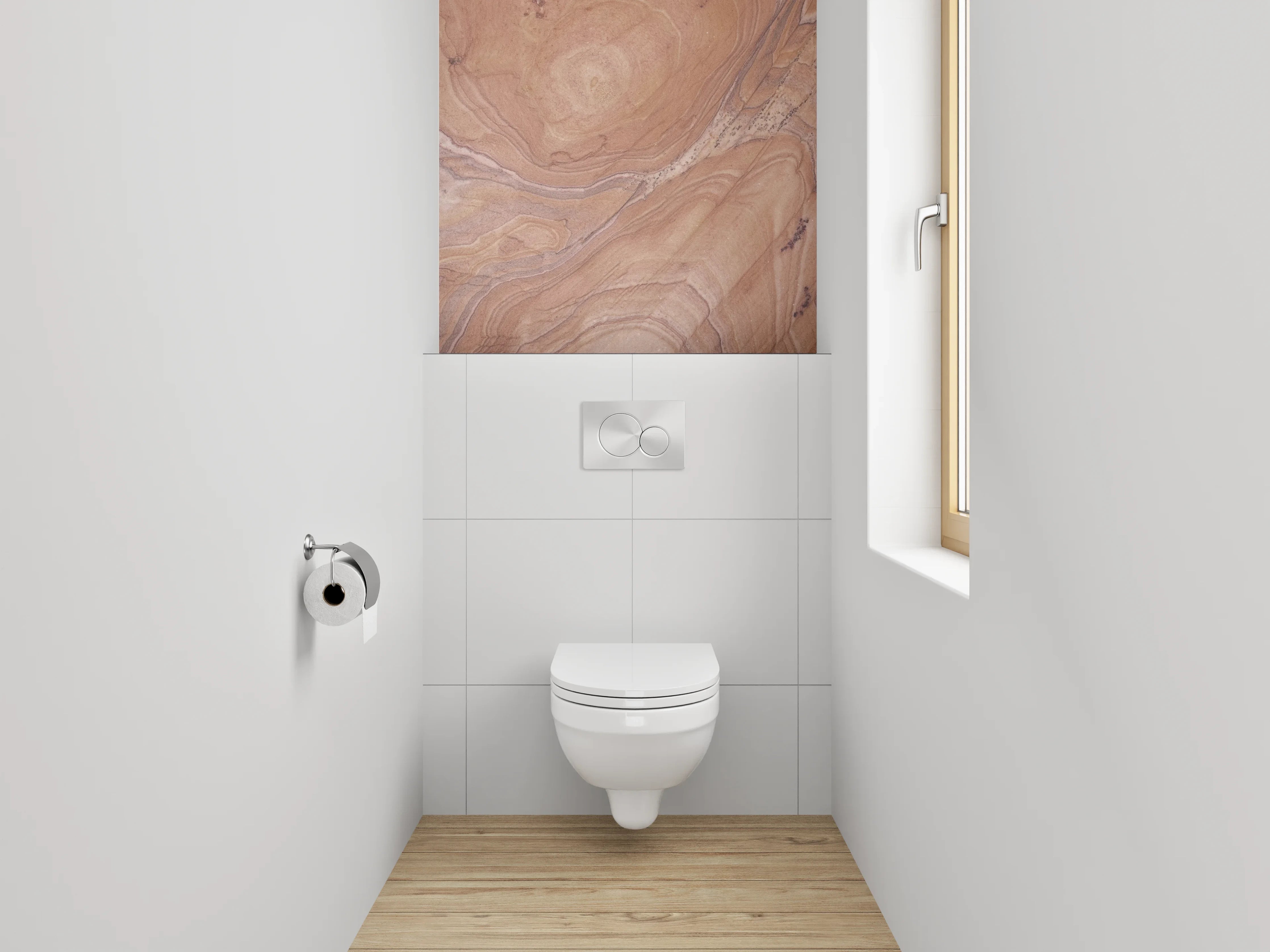 WC-Rückwand - Braun-beige Natursteinmuster Marmoroptik