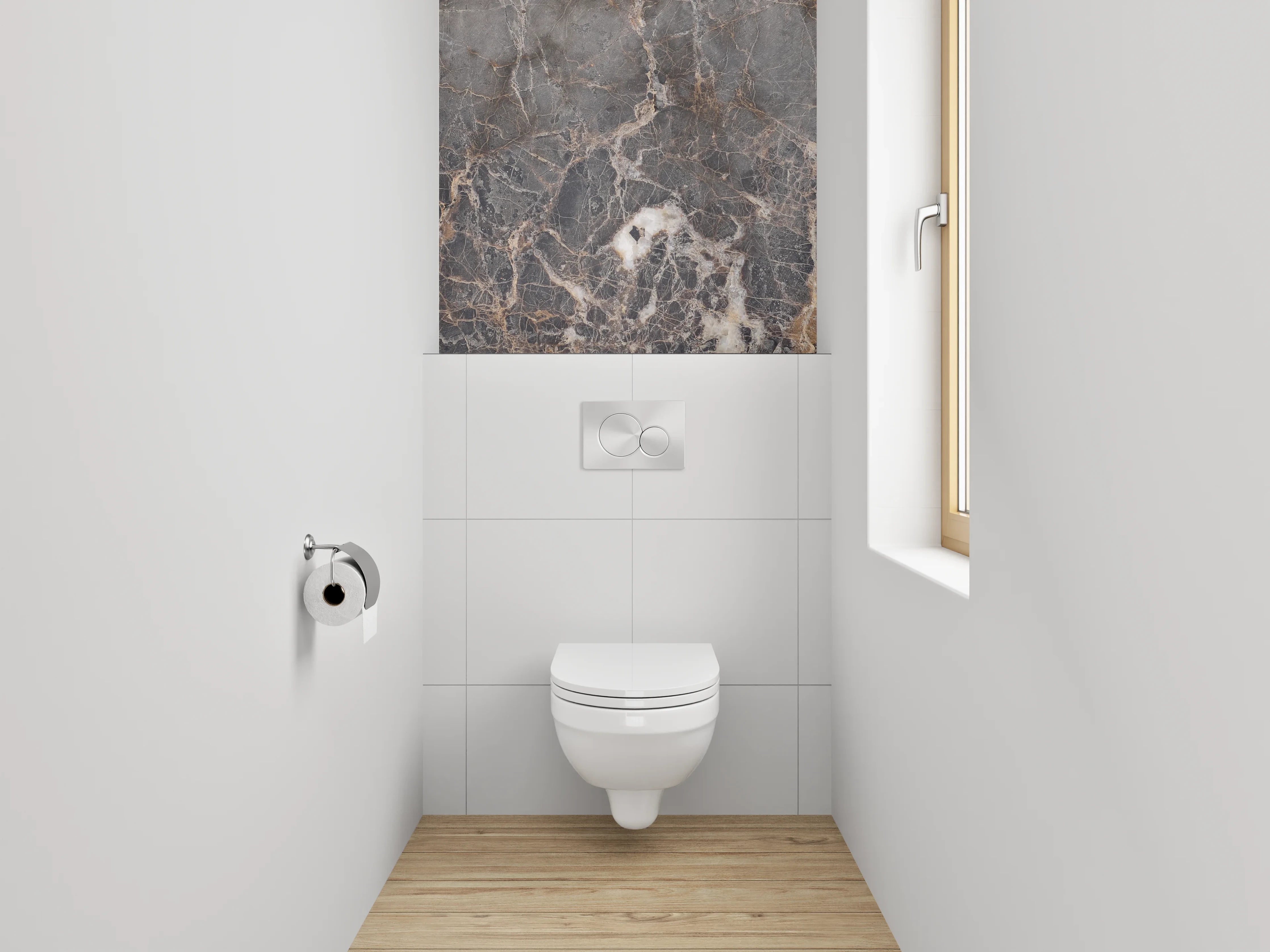 WC-Rückwand - Braun-graue Marmoroptik Fliesenplatte