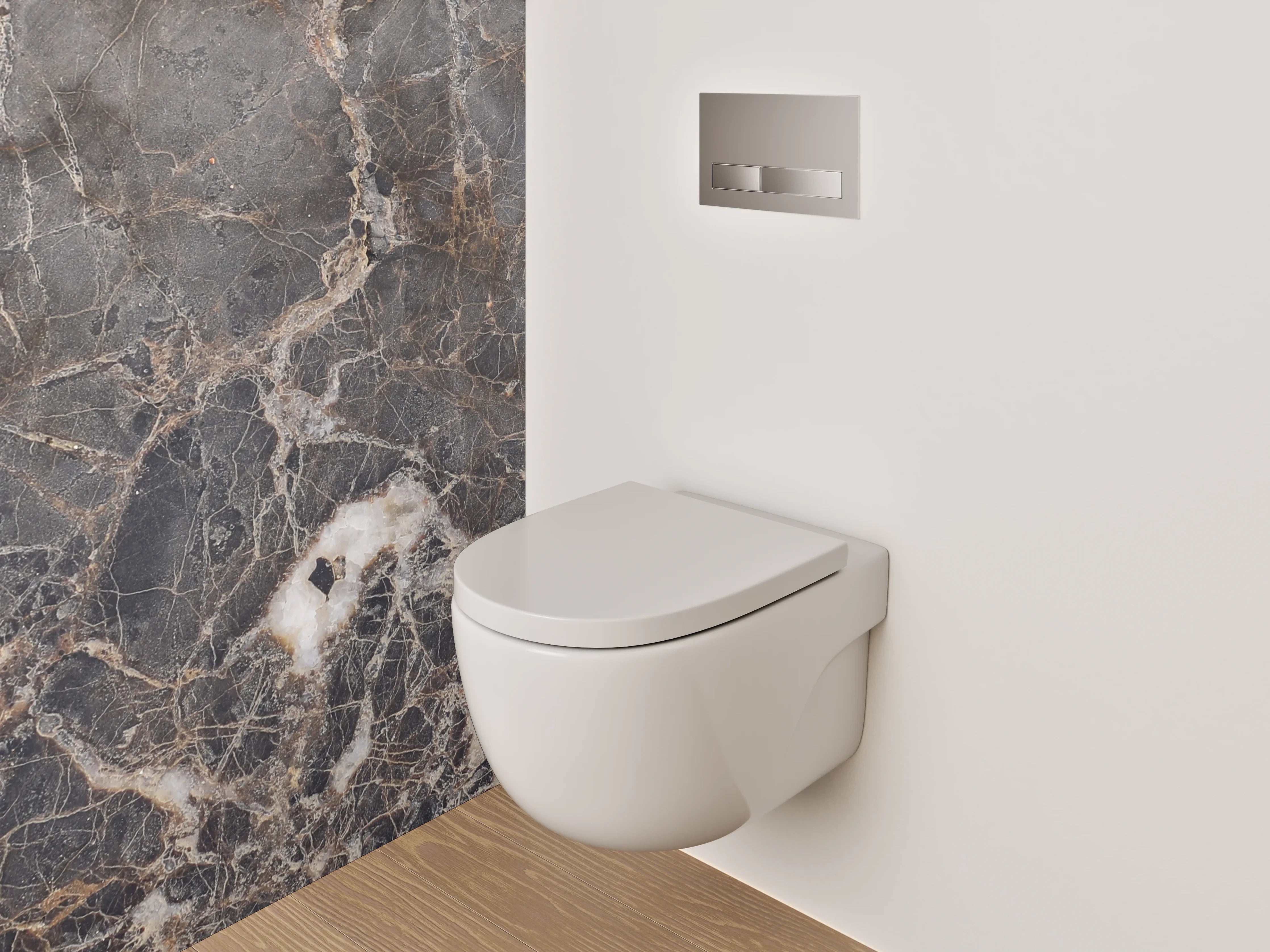 WC-Rückwand - Braun-graue Marmoroptik Fliesenplatte