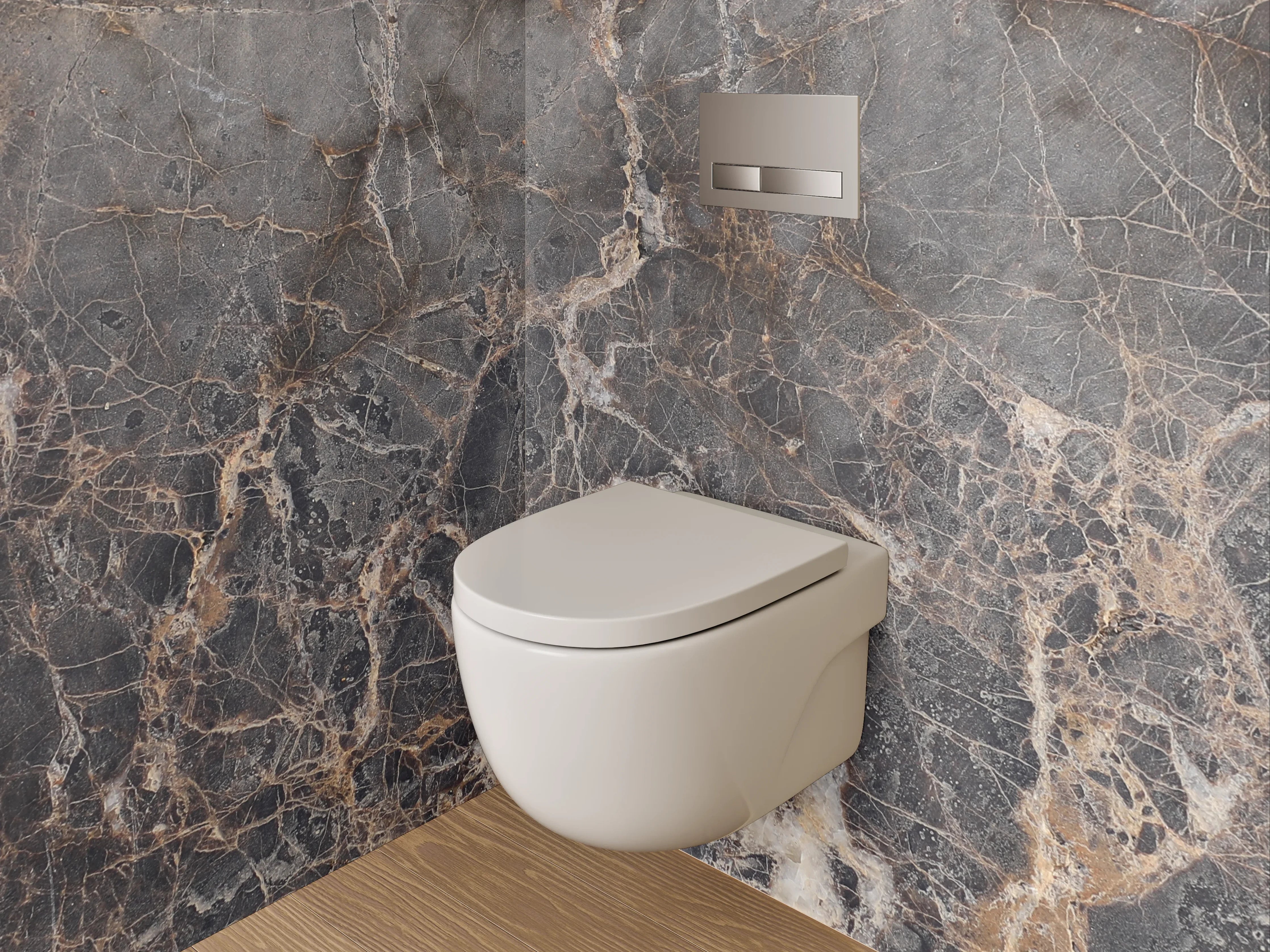 WC-Rückwand - Braun-graue Marmoroptik Fliesenplatte