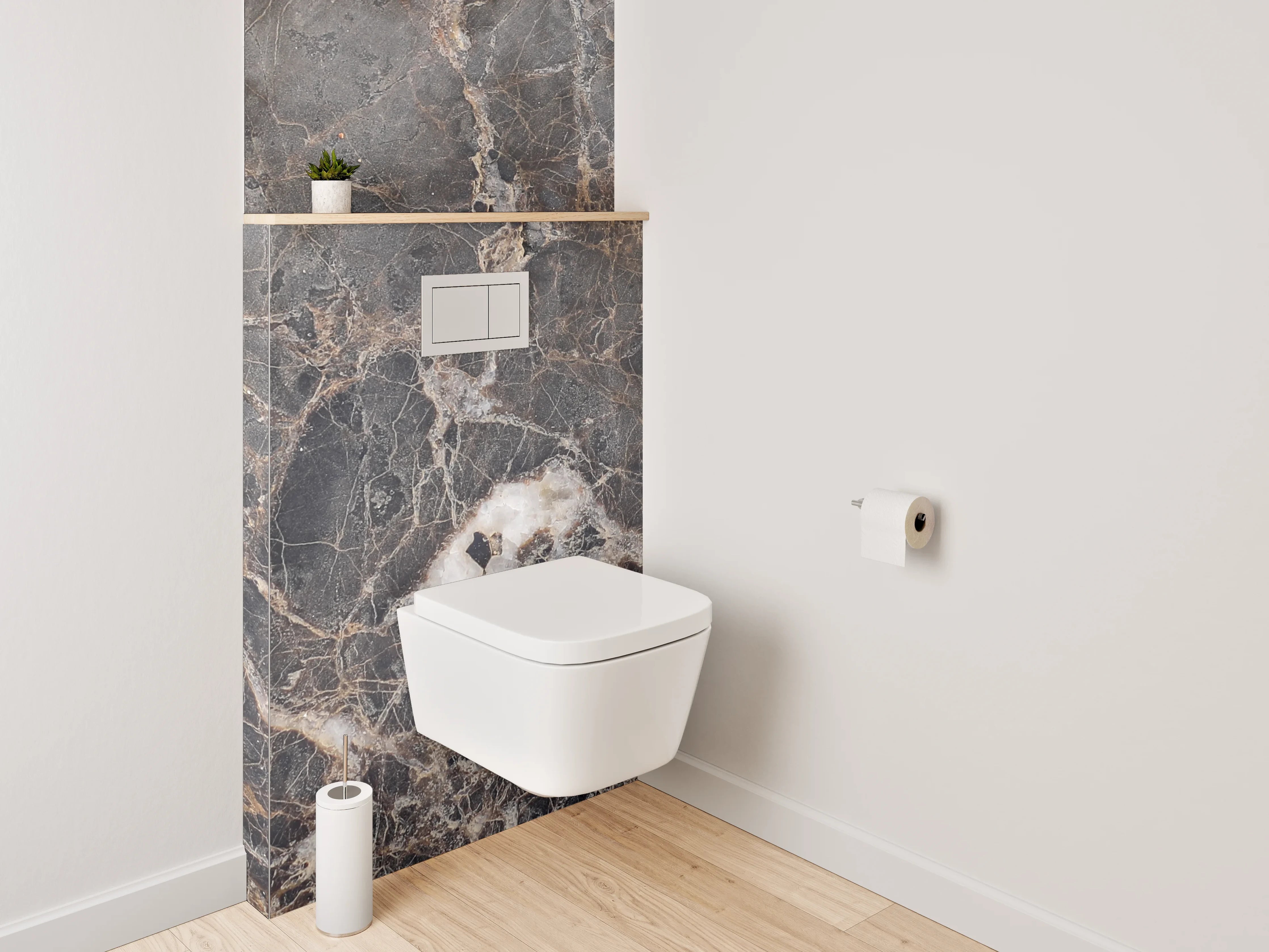 WC-Rückwand - Braun-graue Marmoroptik Fliesenplatte