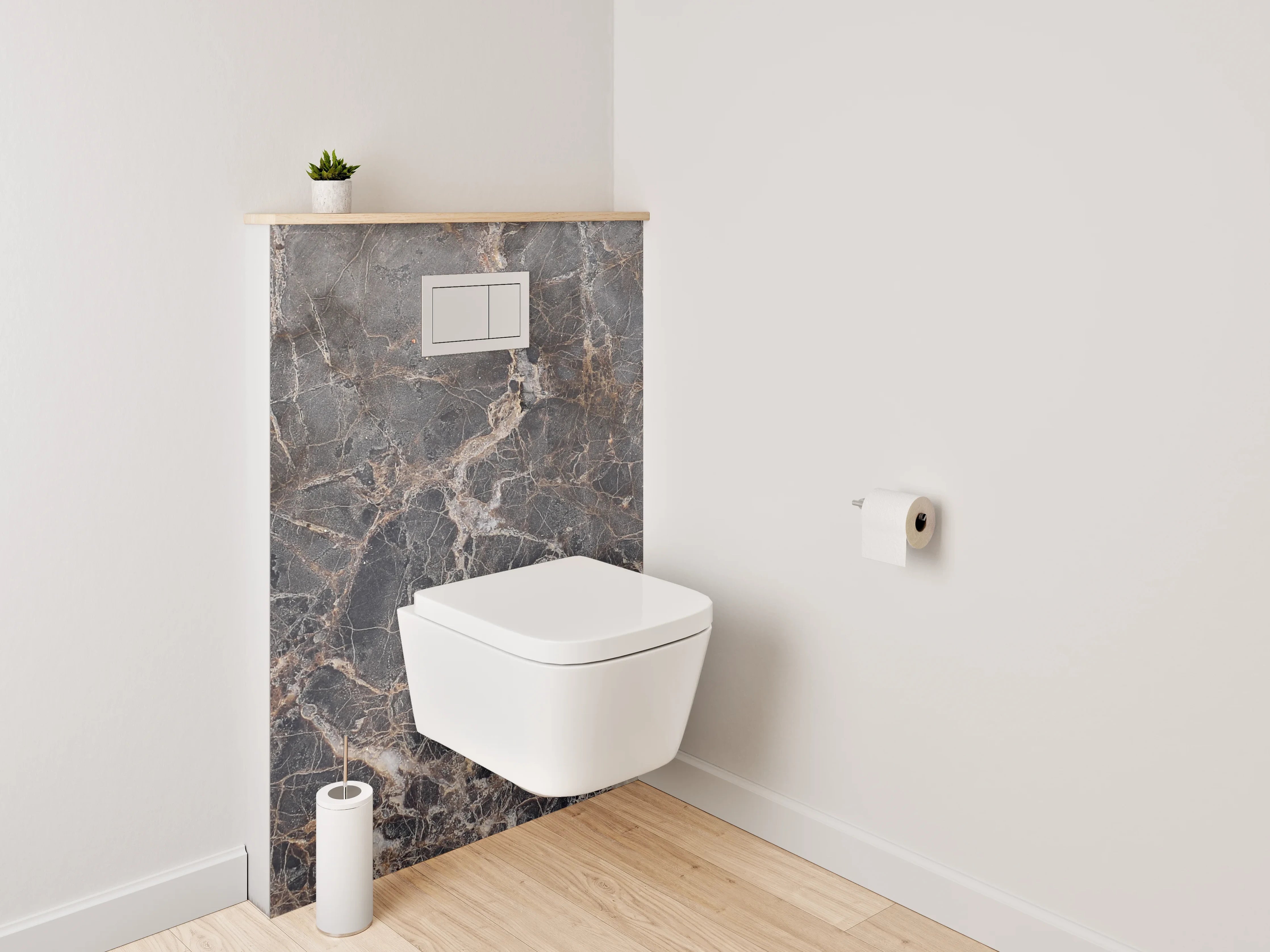 WC-Rückwand - Braun-graue Marmoroptik Fliesenplatte