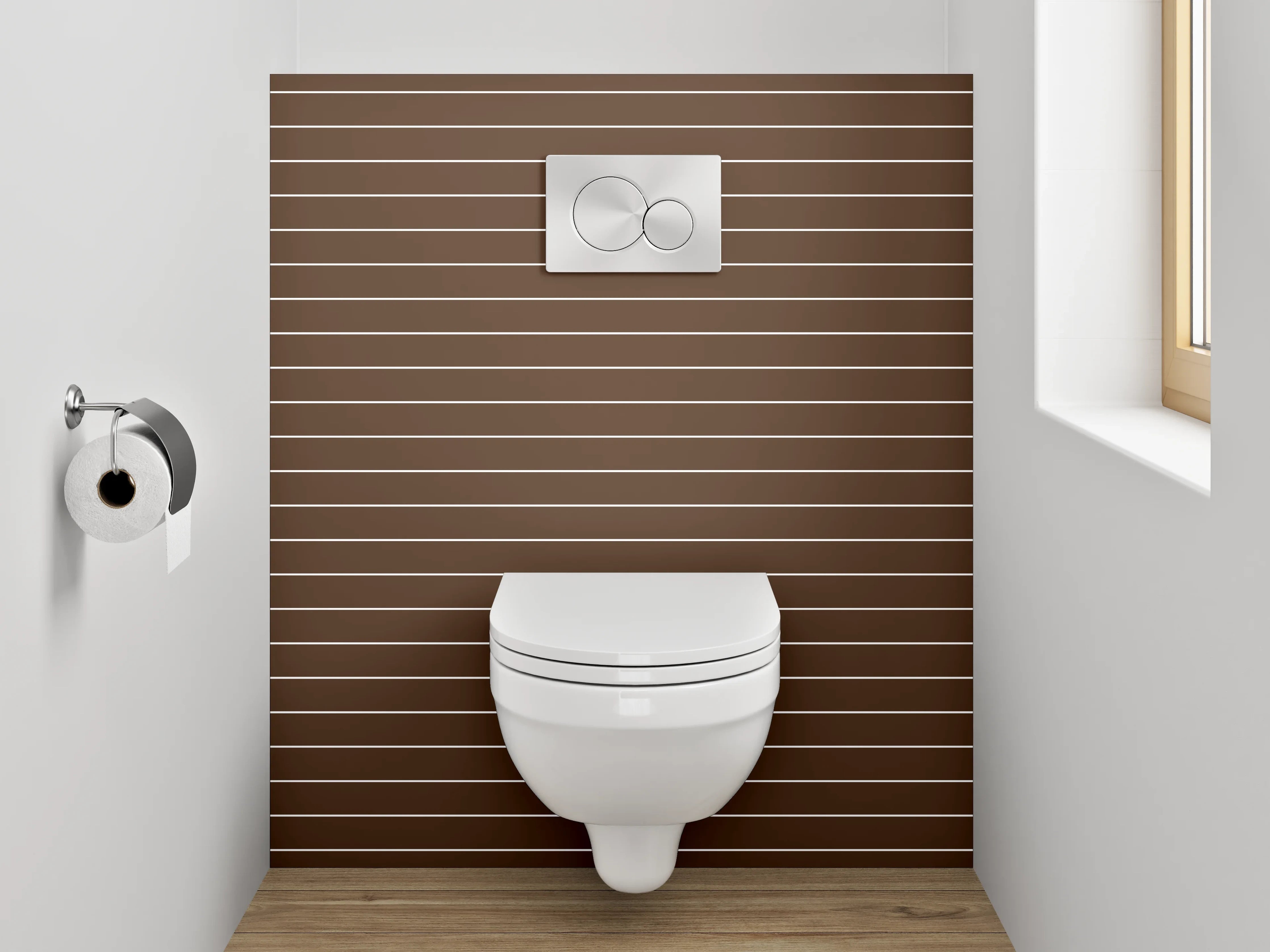 WC-Rückwand - Braune Linien Streifenmuster Retro