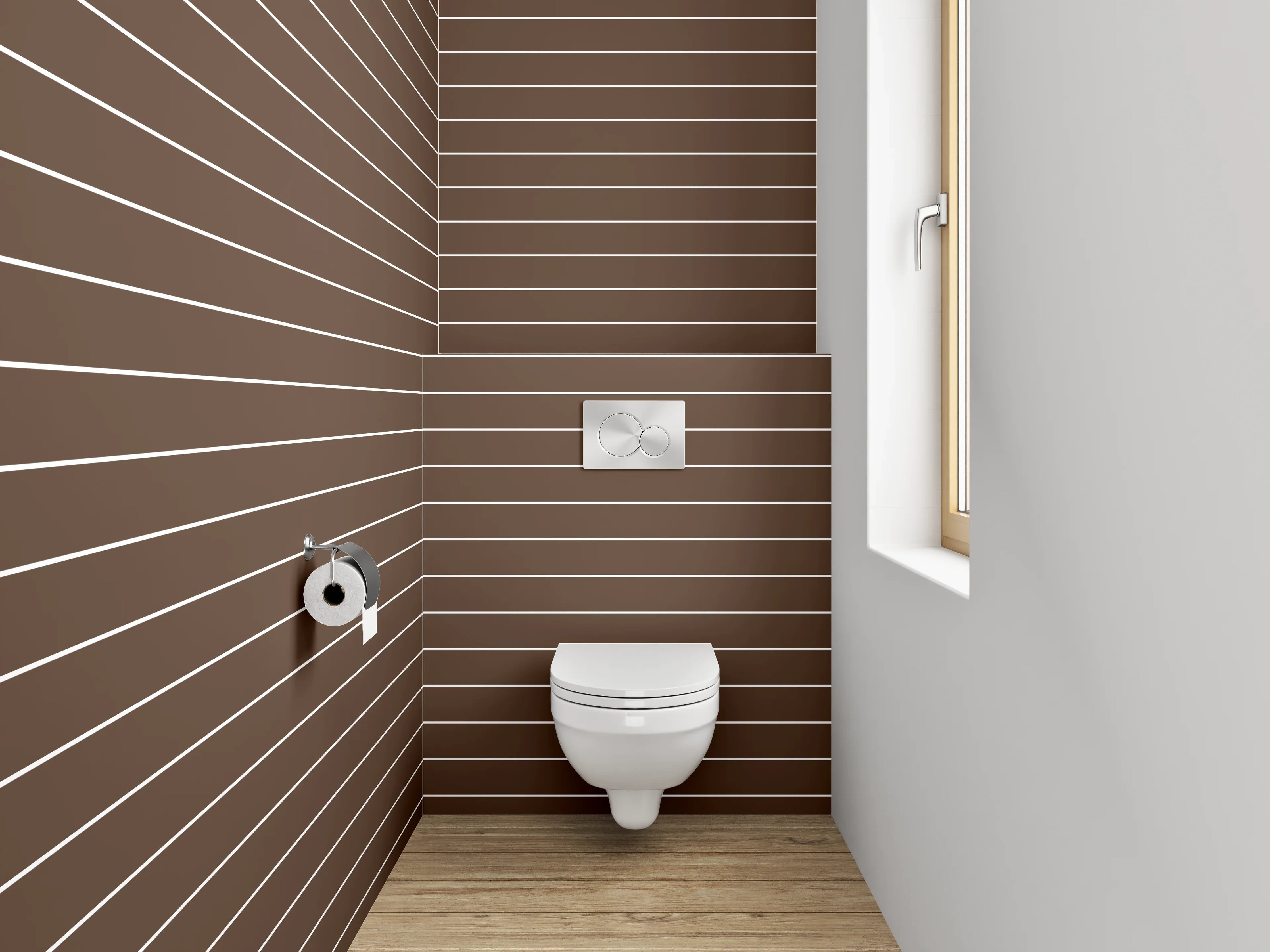 WC-Rückwand - Braune Linien Streifenmuster Retro