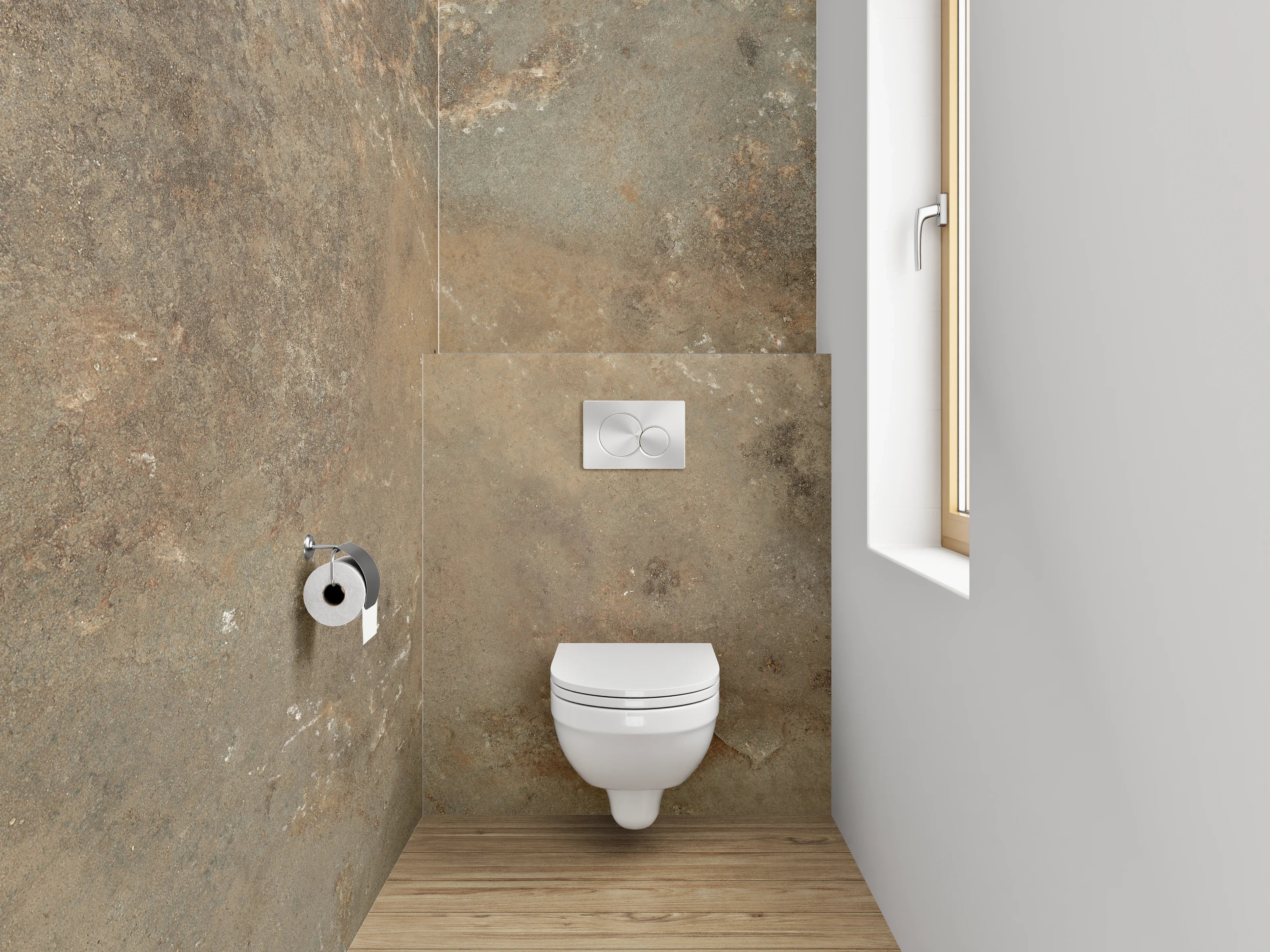 WC-Rückwand - Braune Schieferoptik Fliese rustikal