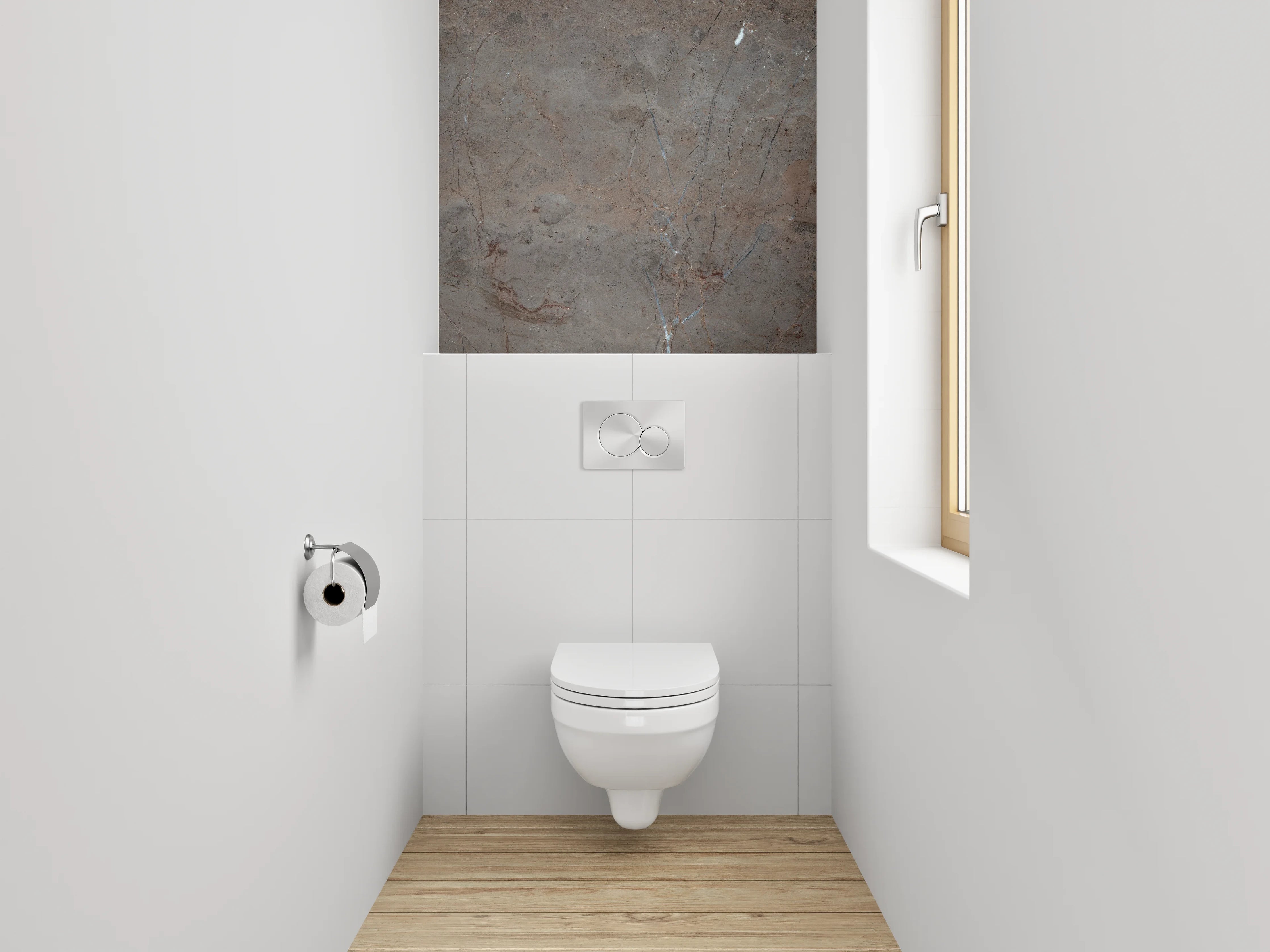 WC-Rückwand - Brauner Marmor mit feinen Äderungen