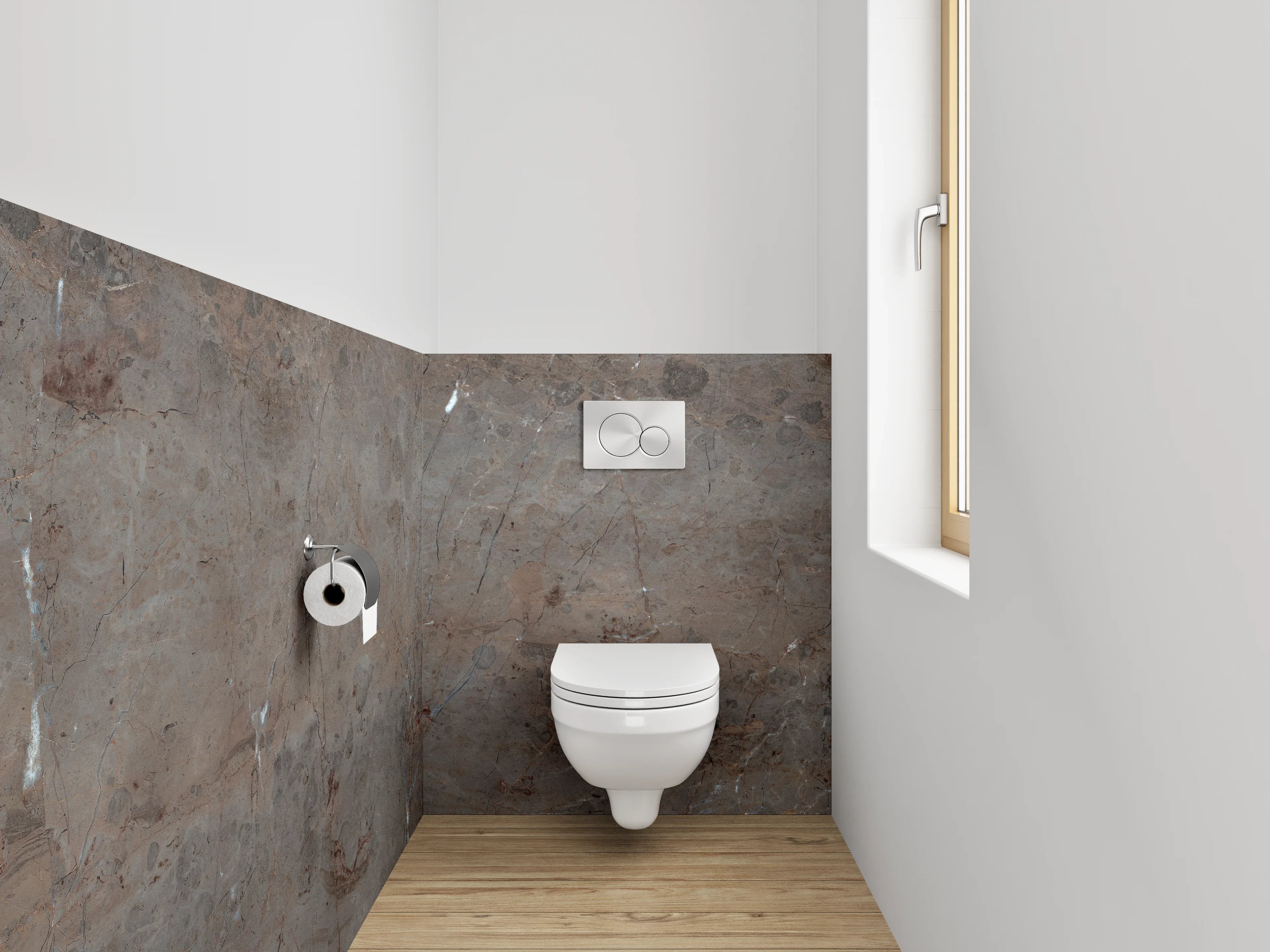 WC-Rückwand - Brauner Marmor mit feinen Äderungen