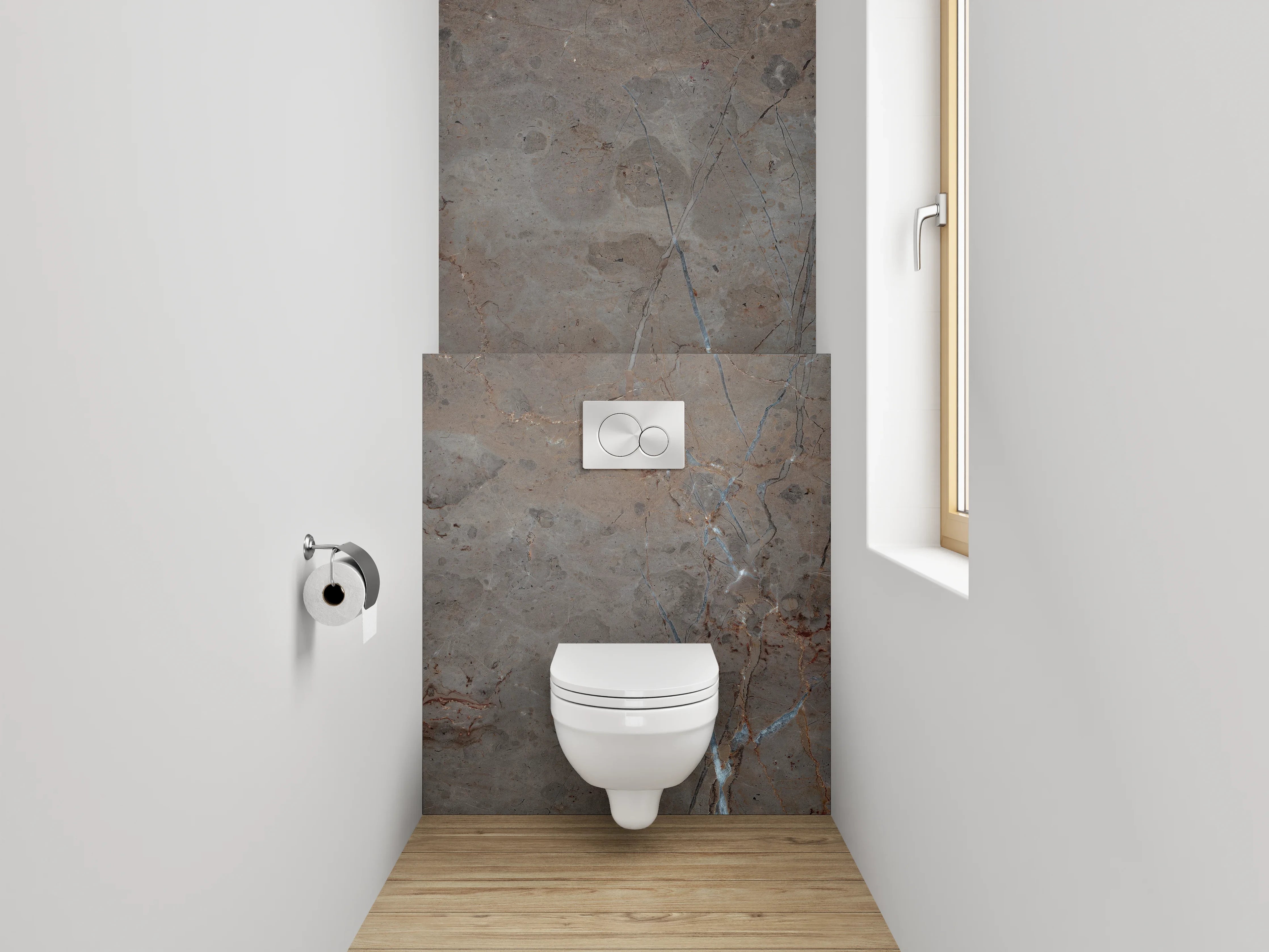 WC-Rückwand - Brauner Marmor mit feinen Äderungen