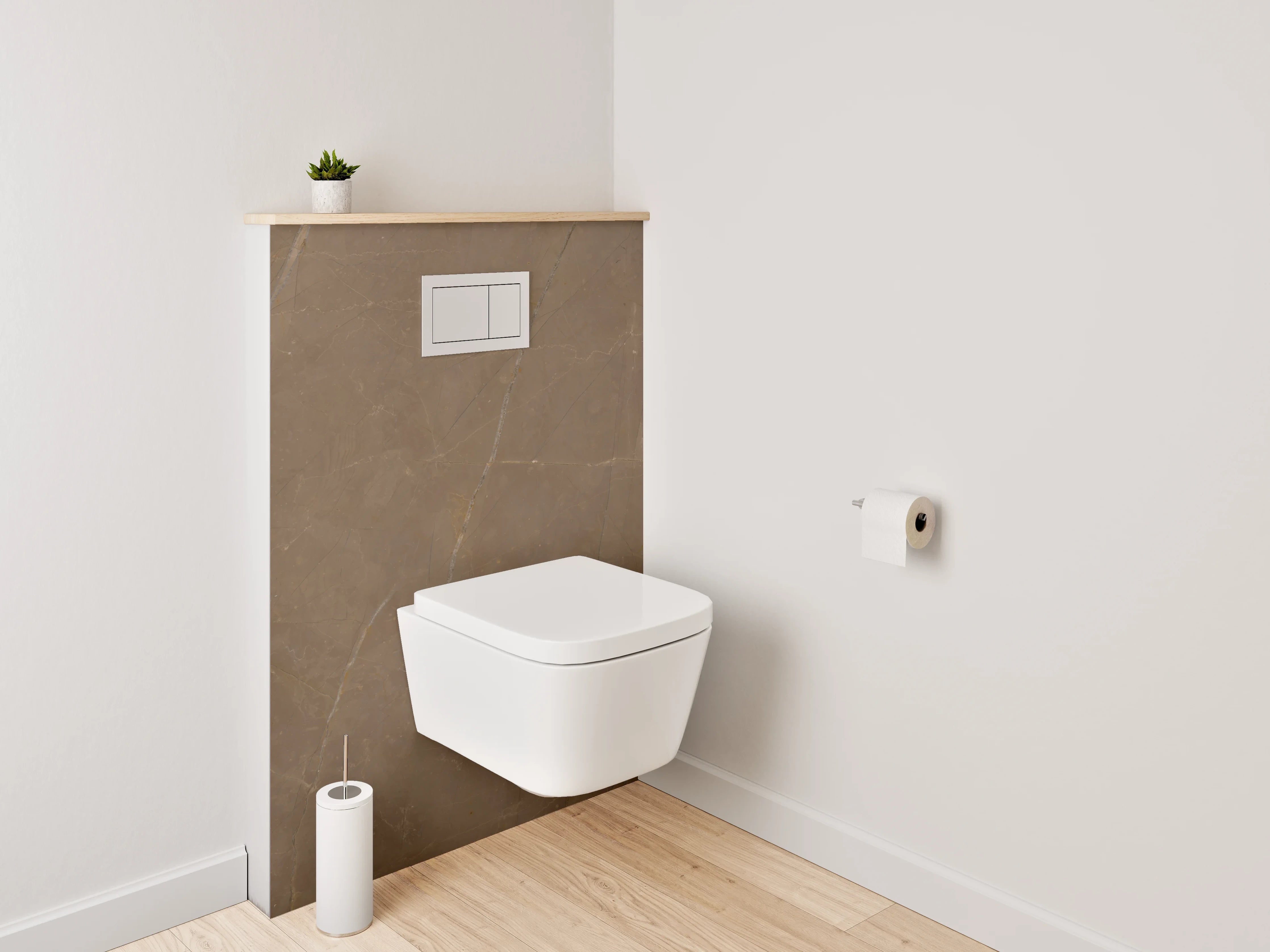 WC-Rückwand - Brauner Marmor mit natürlicher Maserung