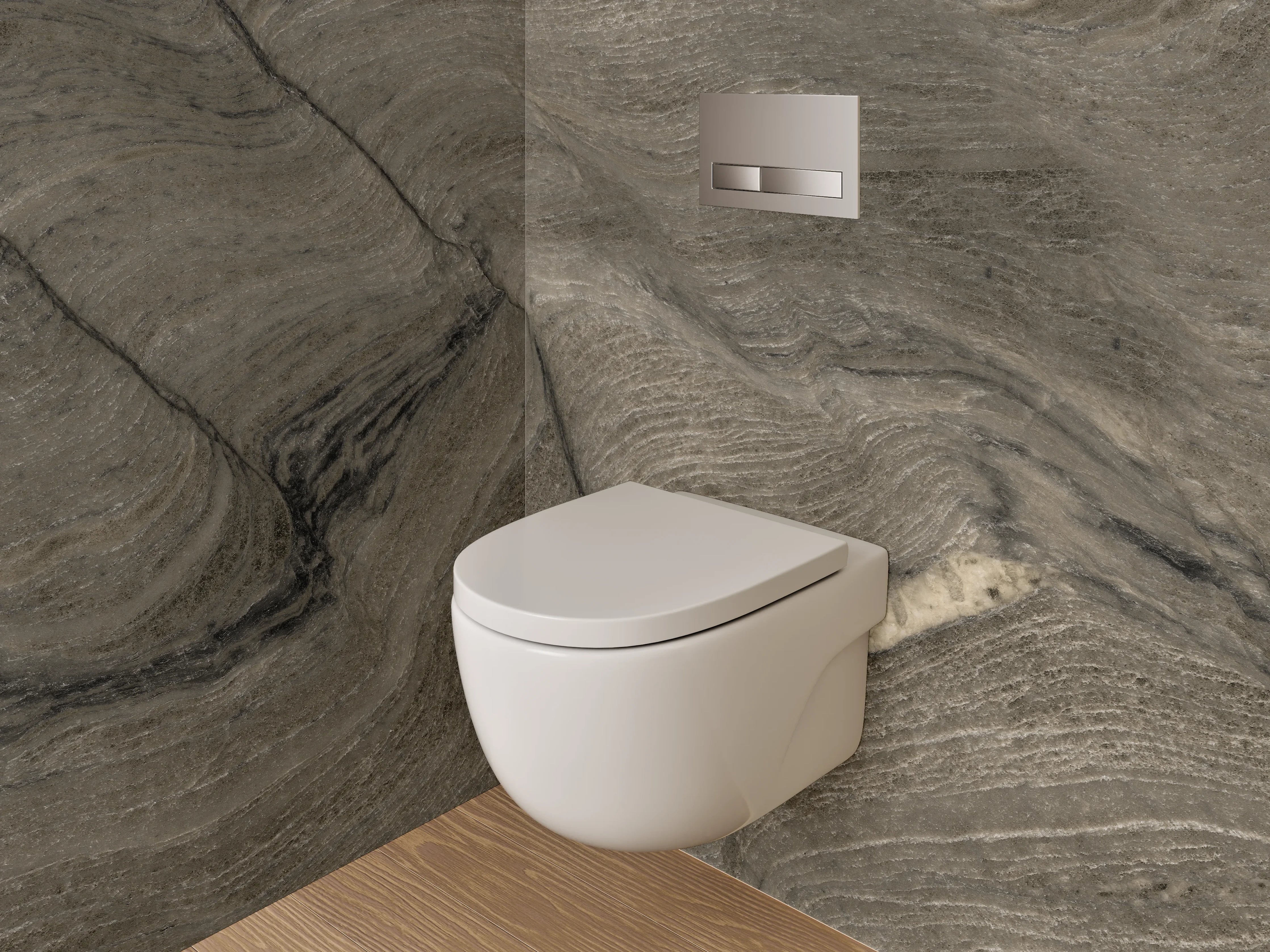 WC-Rückwand - Brauner Quarzit mit natürlichen Maserungen