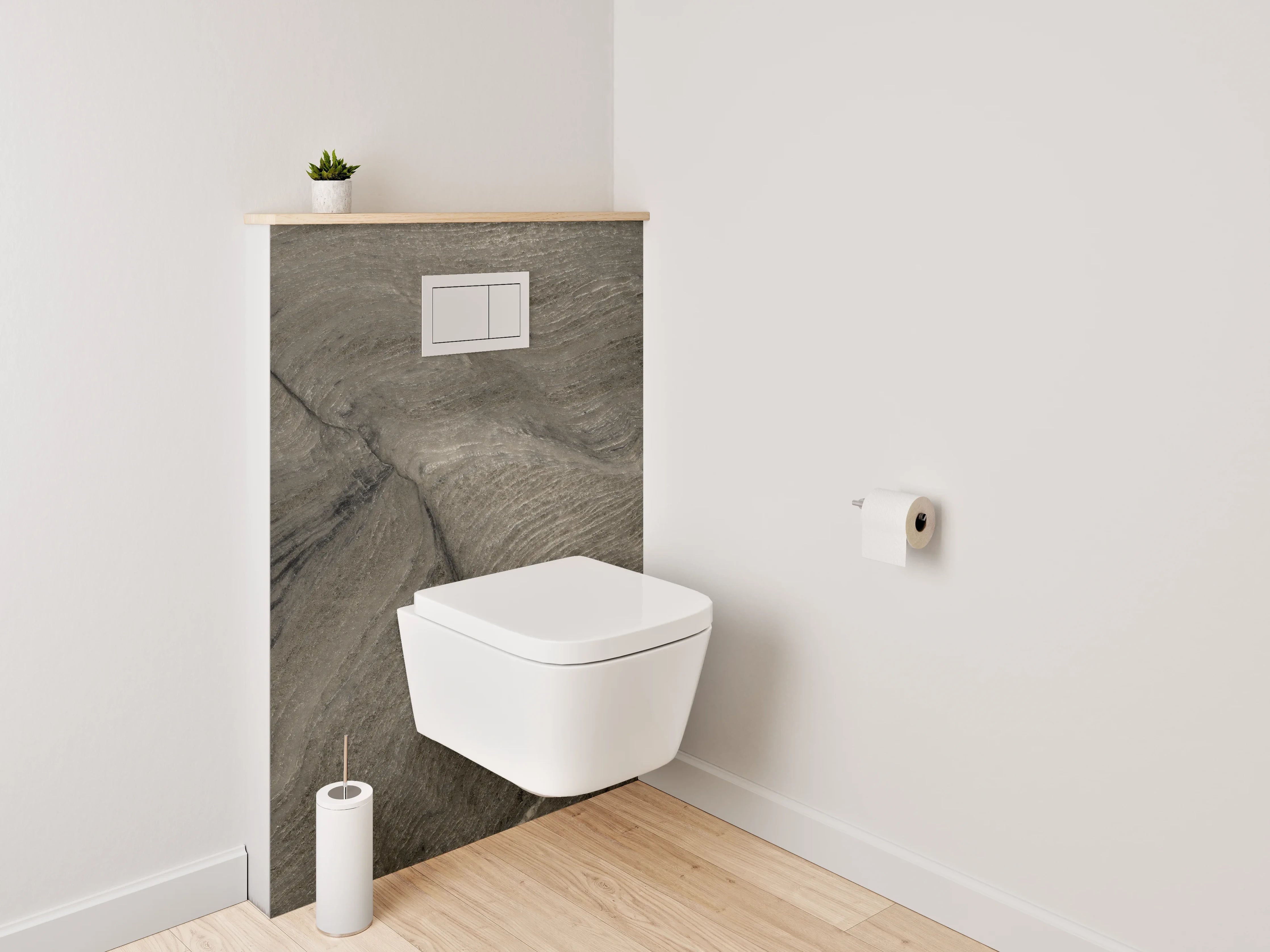 WC-Rückwand - Brauner Quarzit mit natürlichen Maserungen