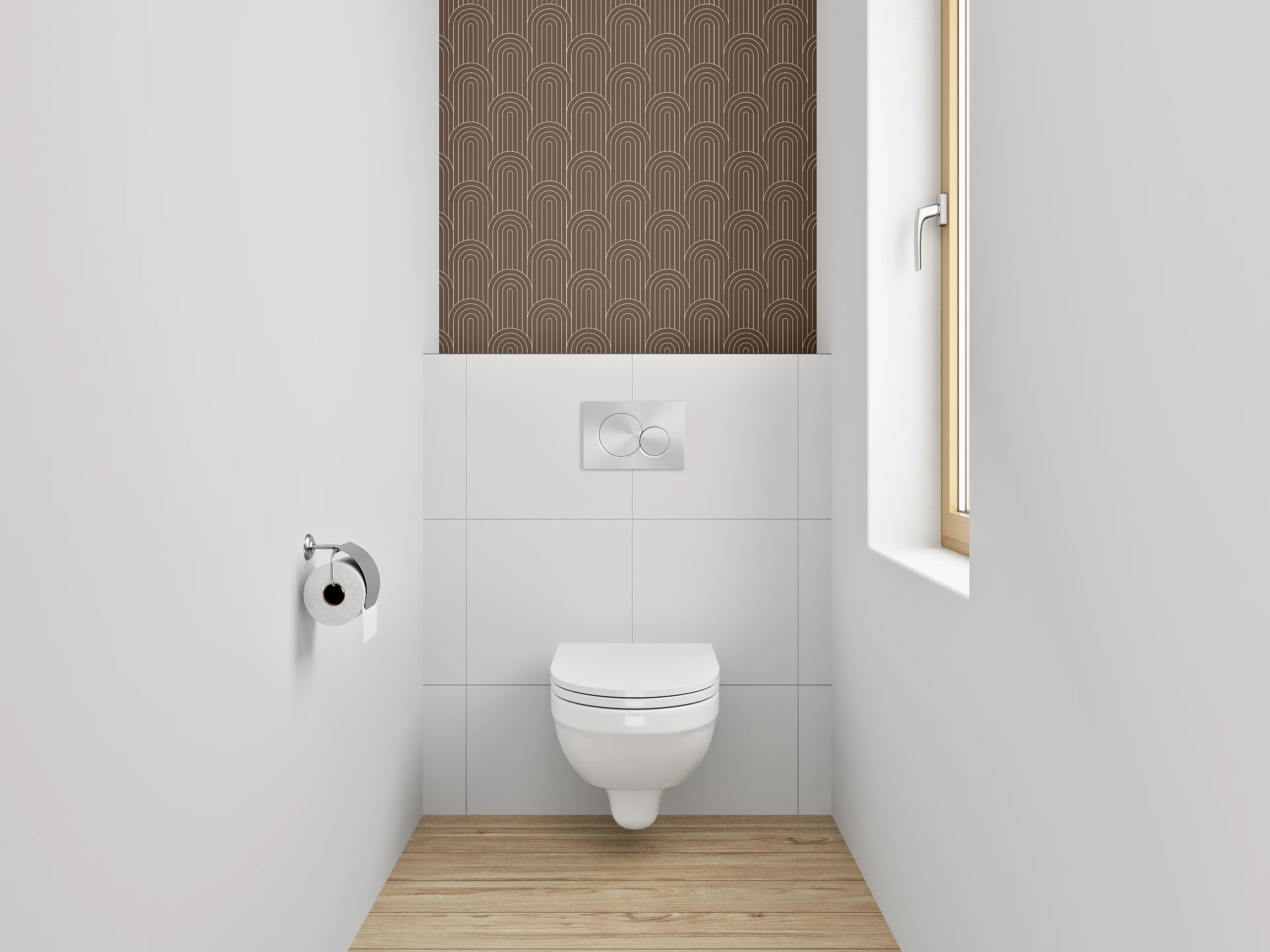 WC-Rückwand - Braunes Art Deco Muster Retro