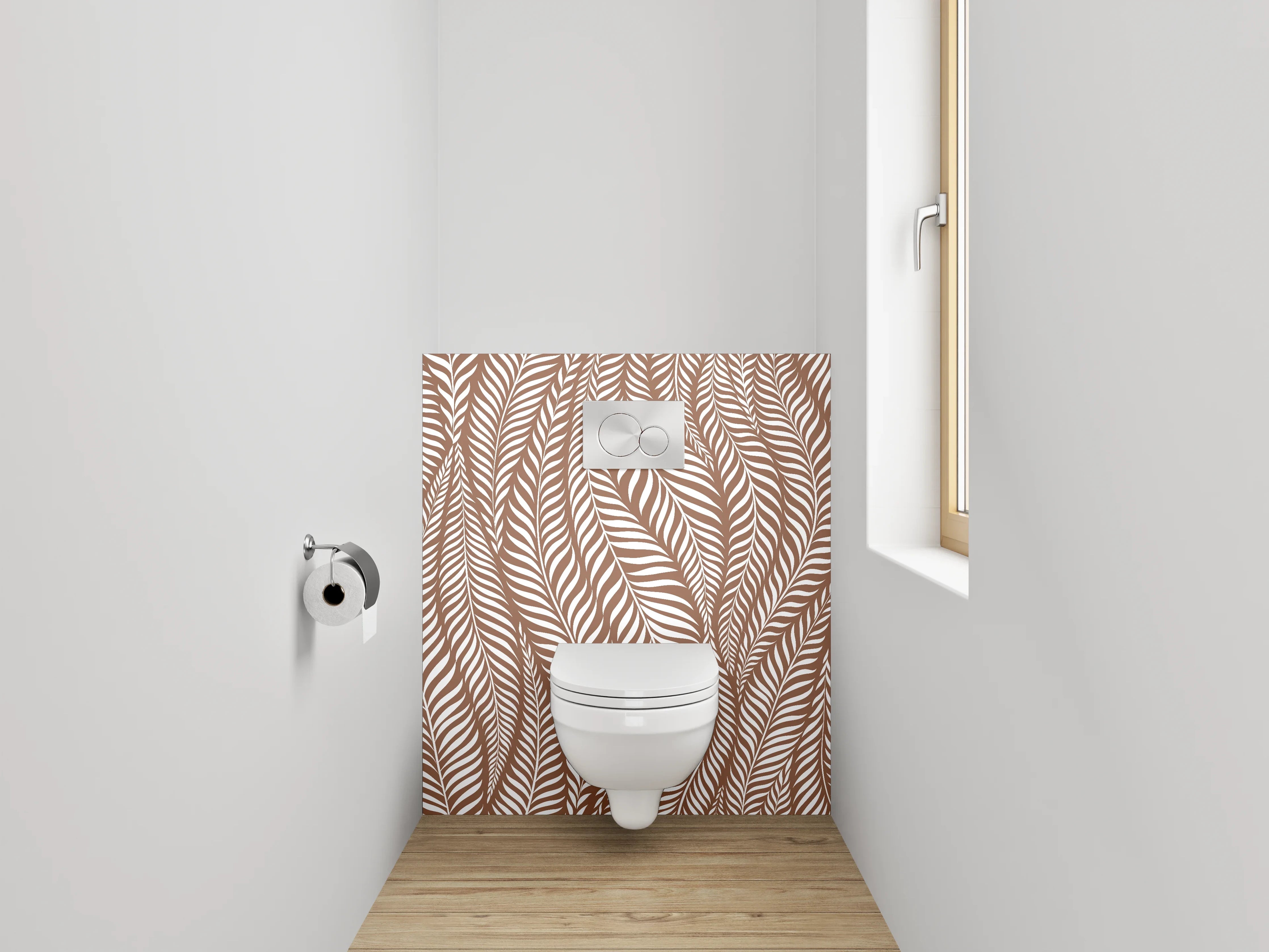WC-Rückwand - Braunes Blätter-Muster Design