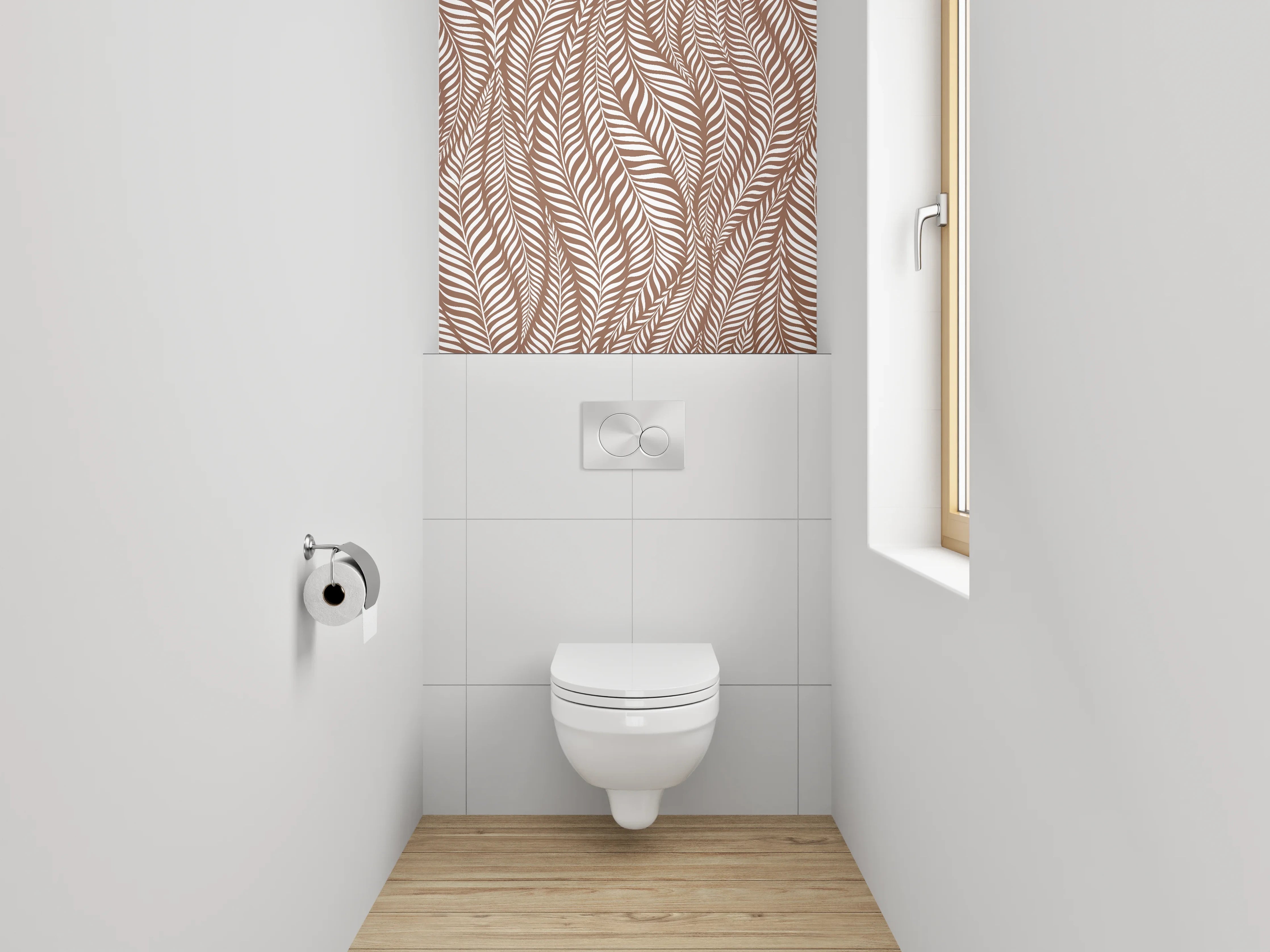 WC-Rückwand - Braunes Blätter-Muster Design