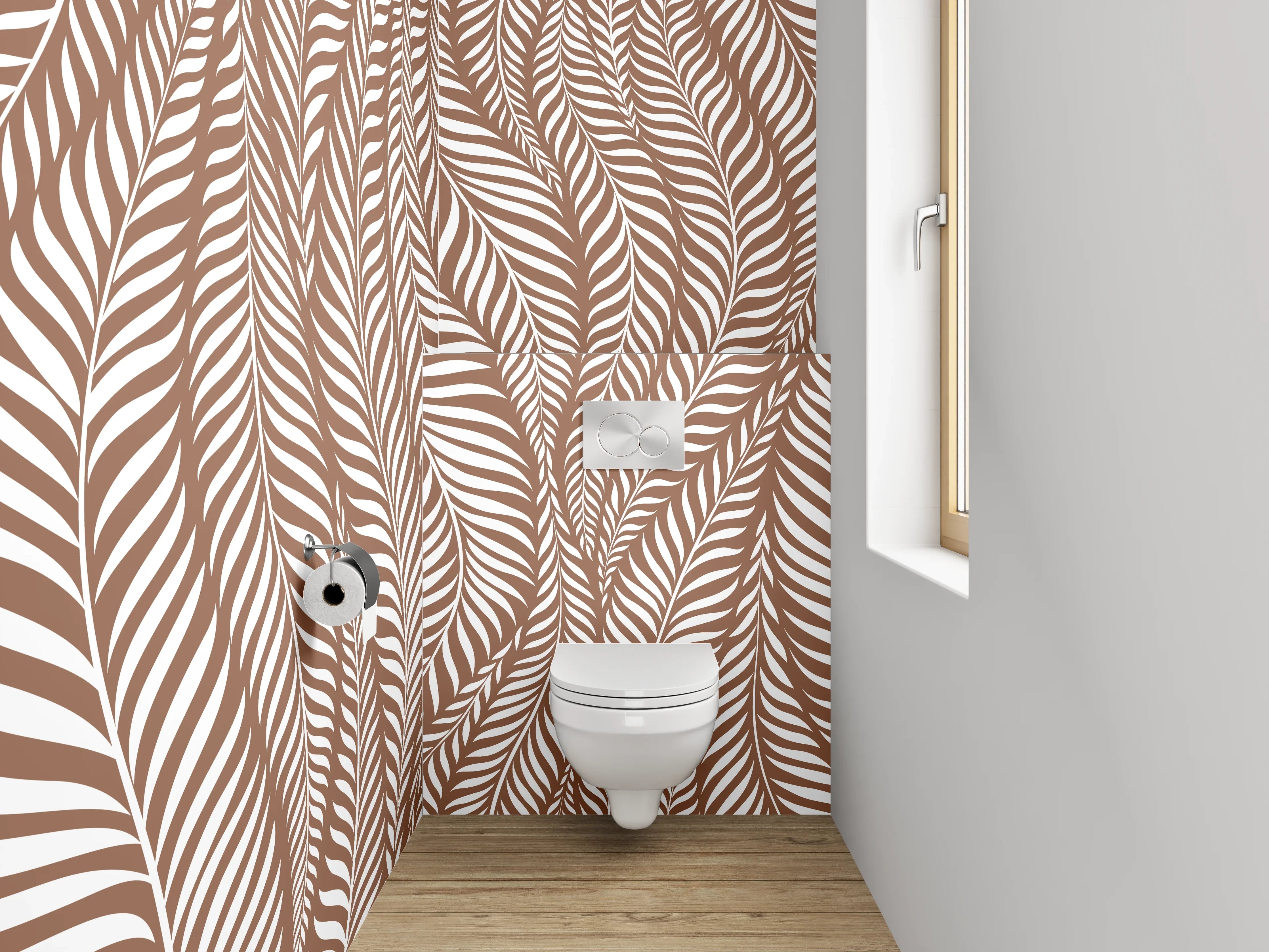 WC-Rückwand - Braunes Blätter-Muster Design