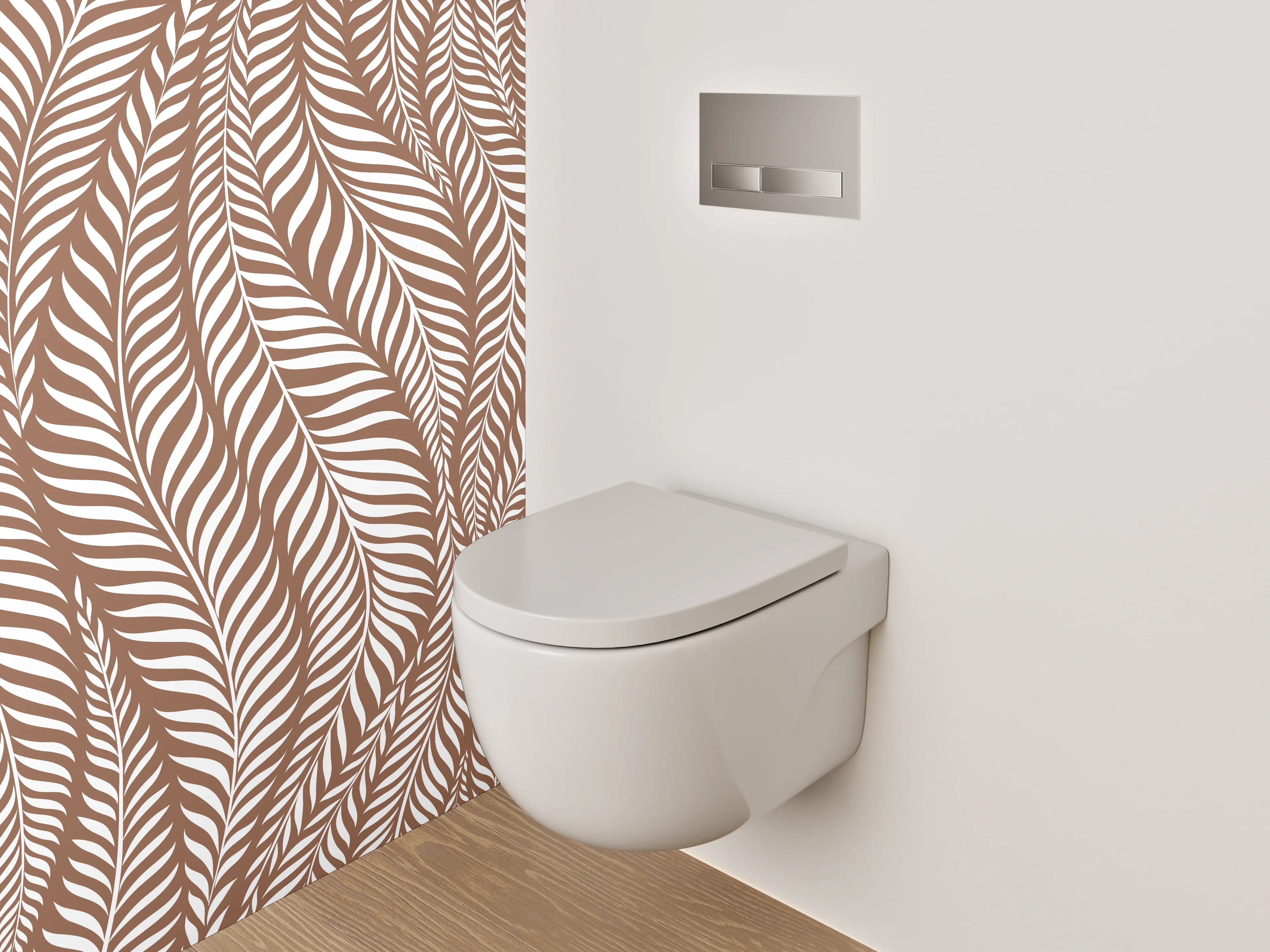 WC-Rückwand - Braunes Blätter-Muster Design