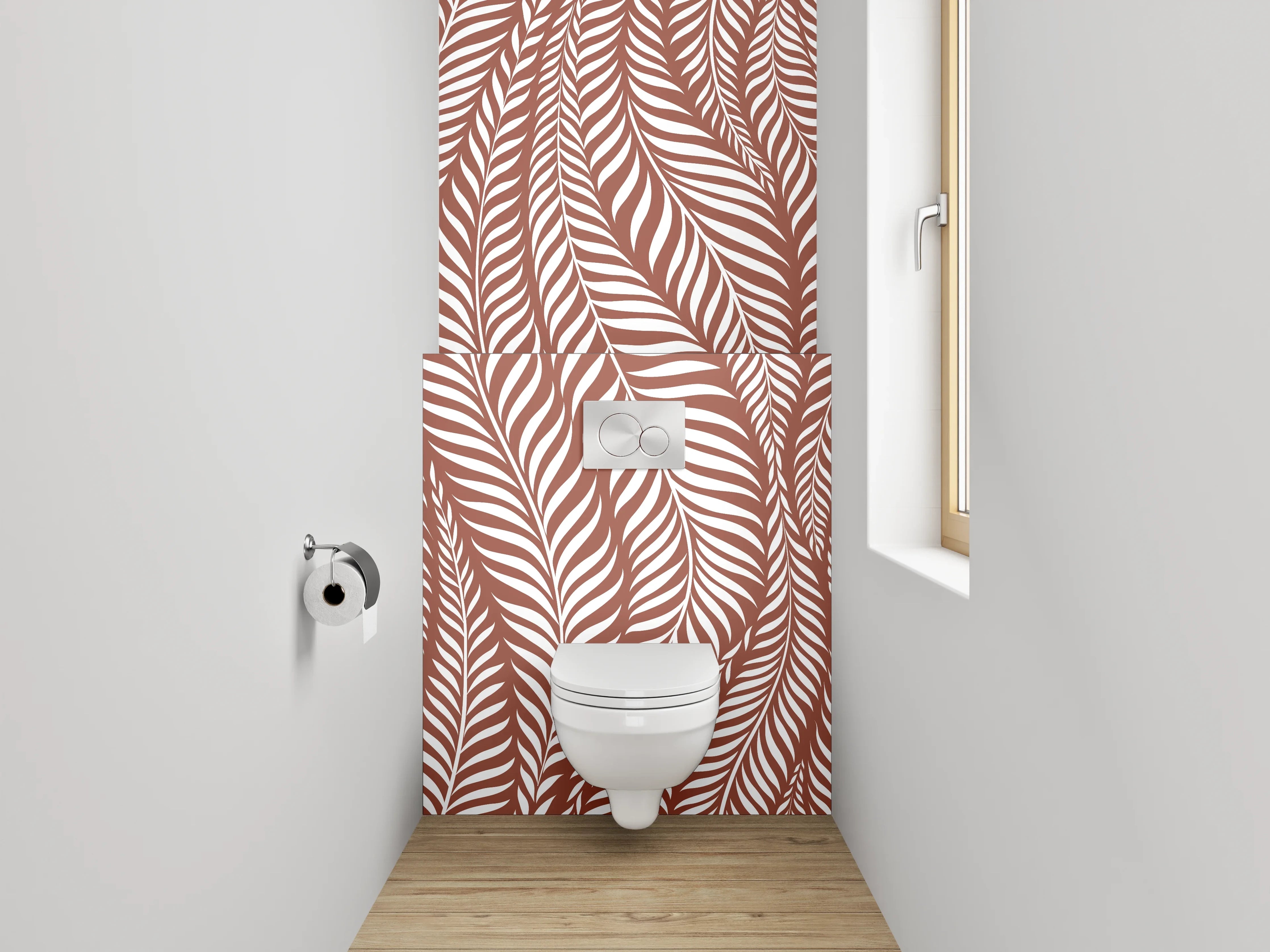 WC-Rückwand - Braunes Blattmuster Natur Design