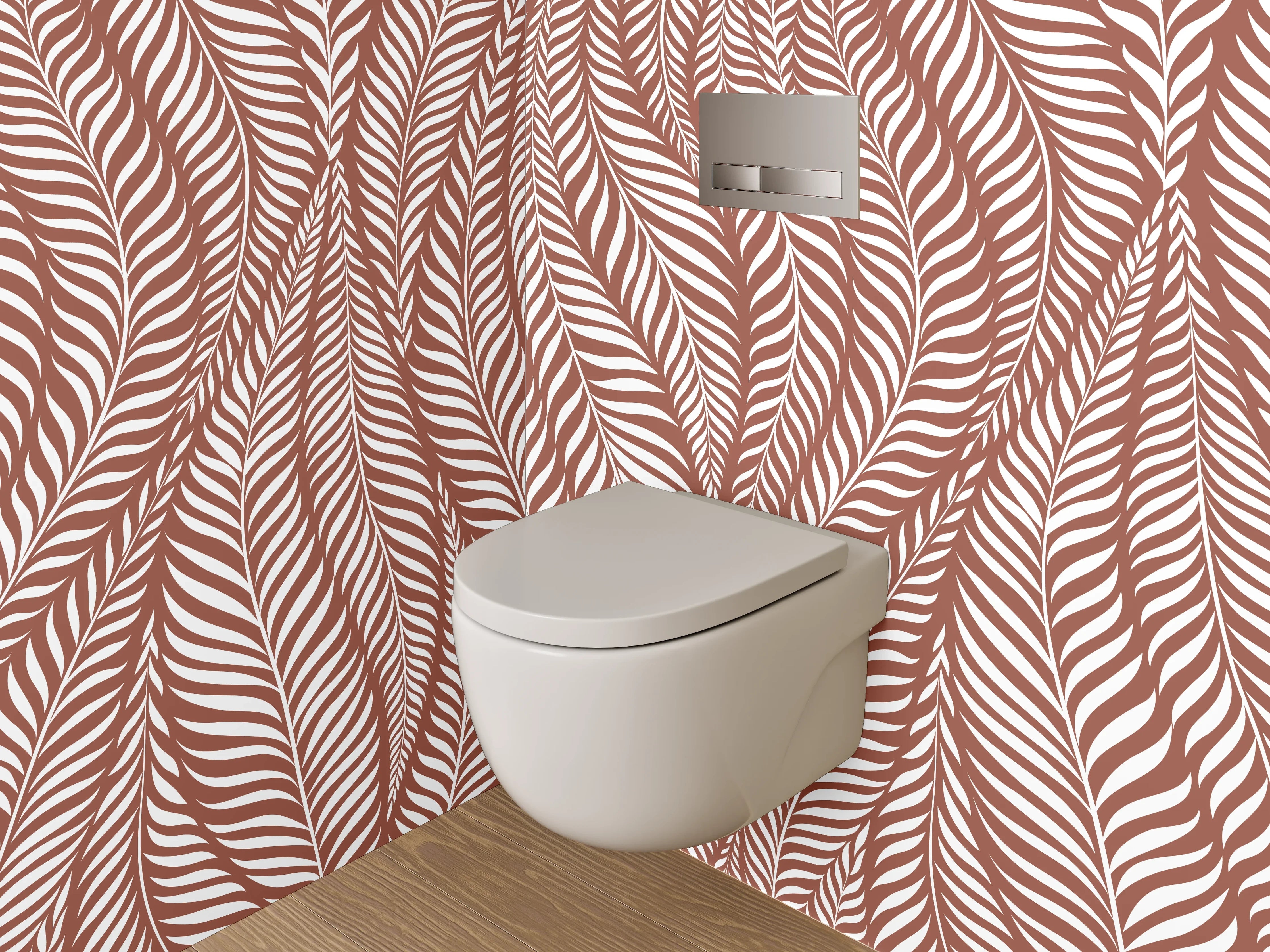 WC-Rückwand - Braunes Blattmuster Natur Design