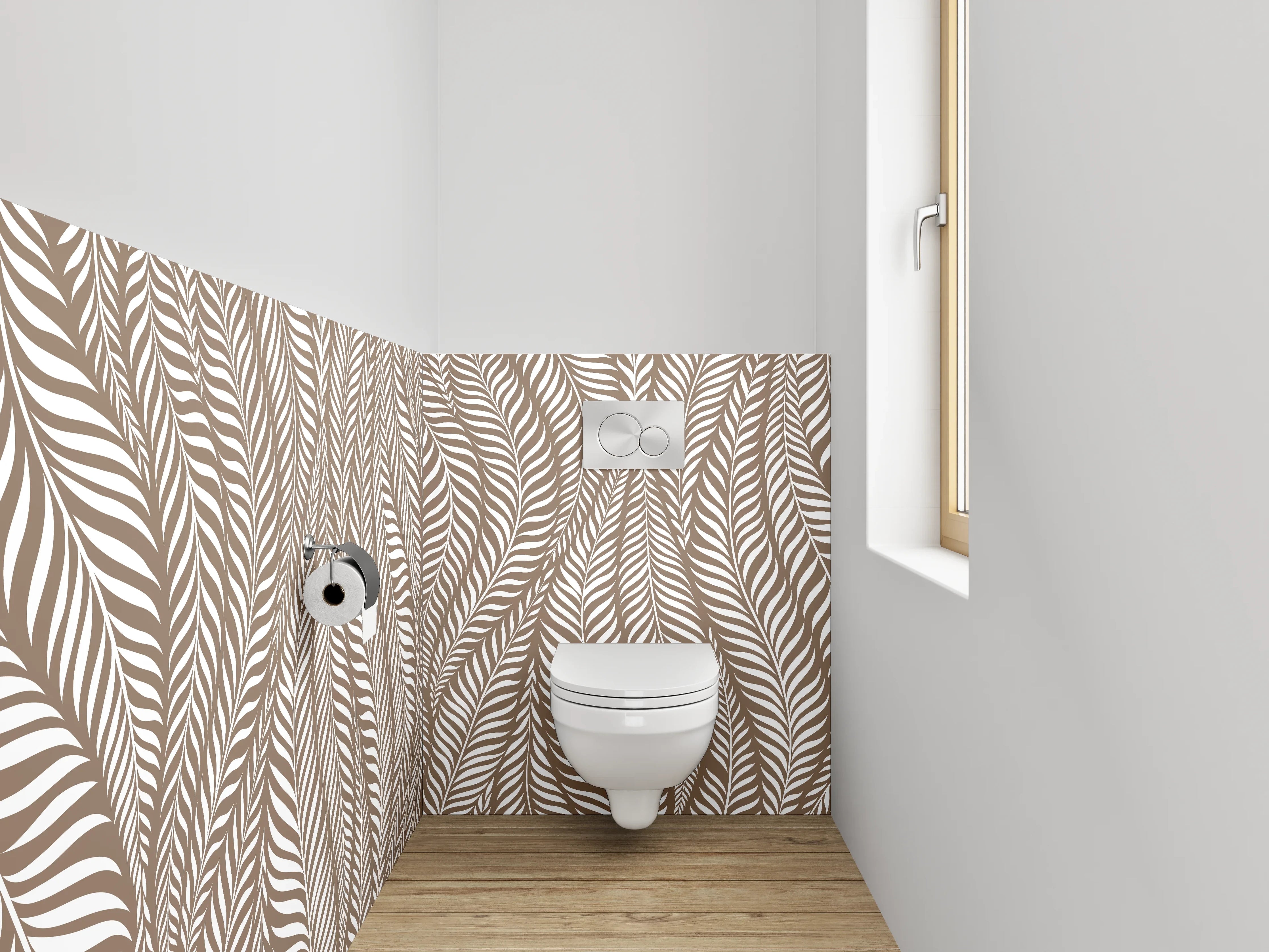 WC-Rückwand - Braunes Blattmuster Naturdesign