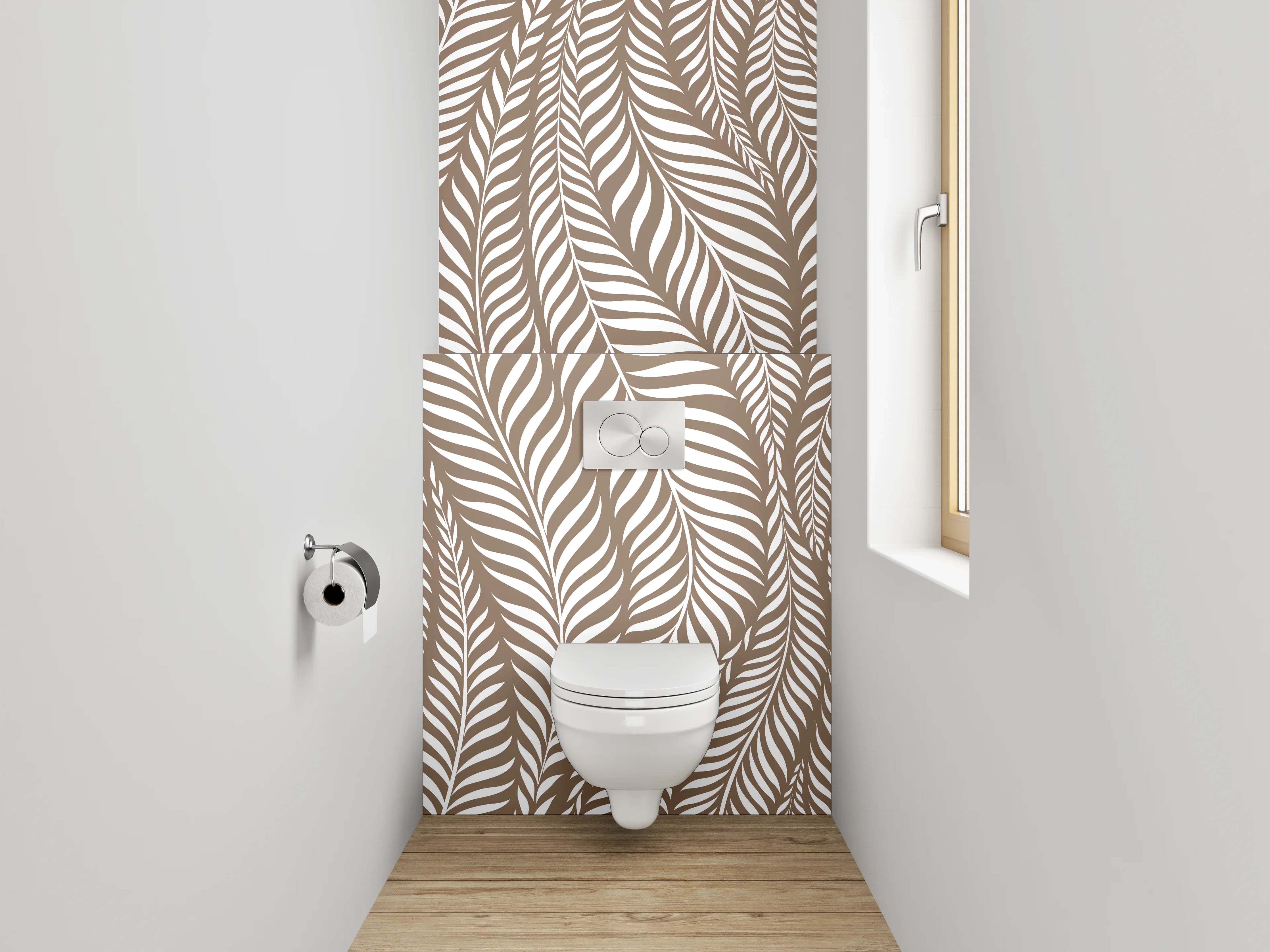WC-Rückwand - Braunes Blattmuster Naturdesign