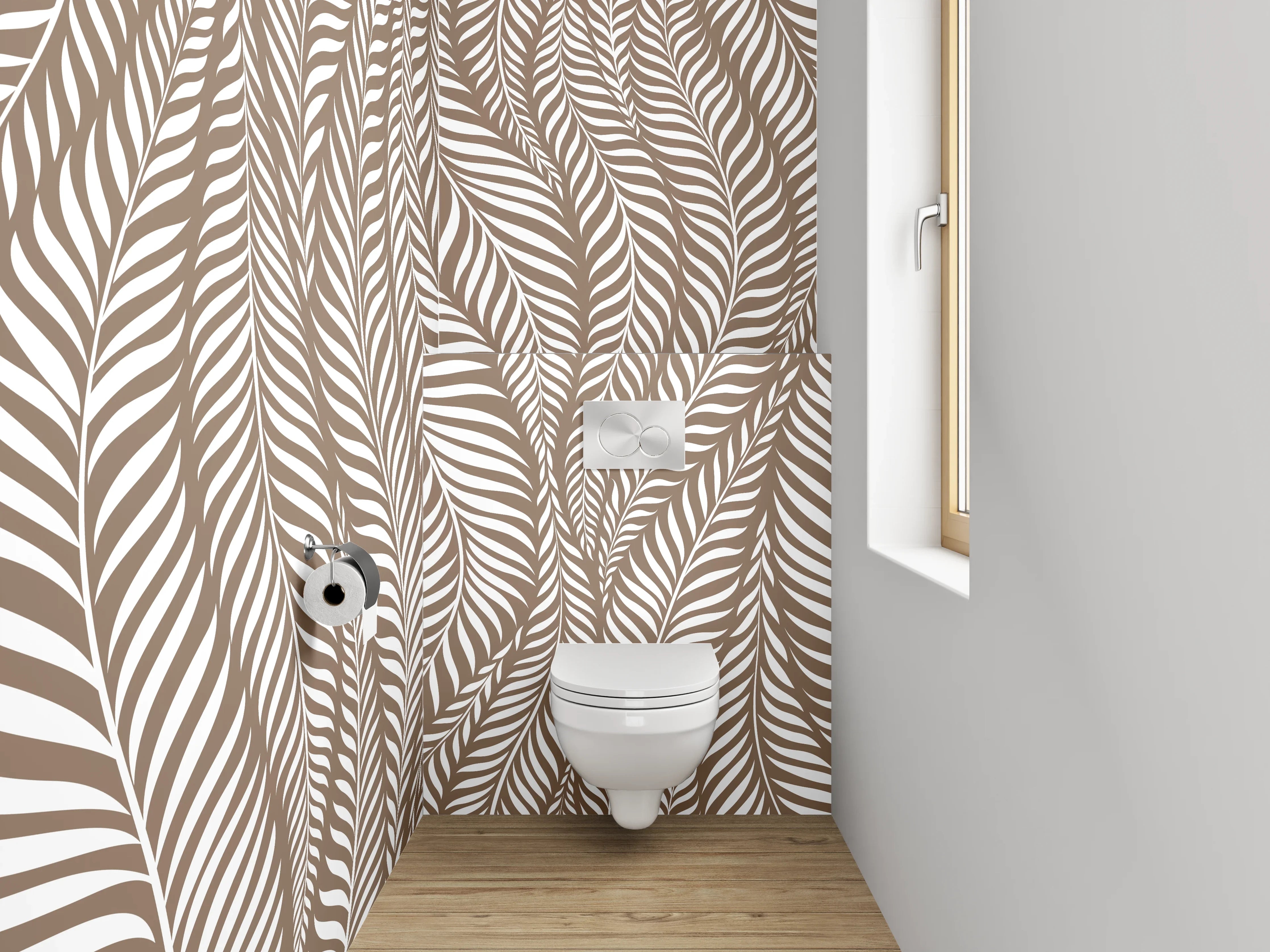 WC-Rückwand - Braunes Blattmuster Naturdesign