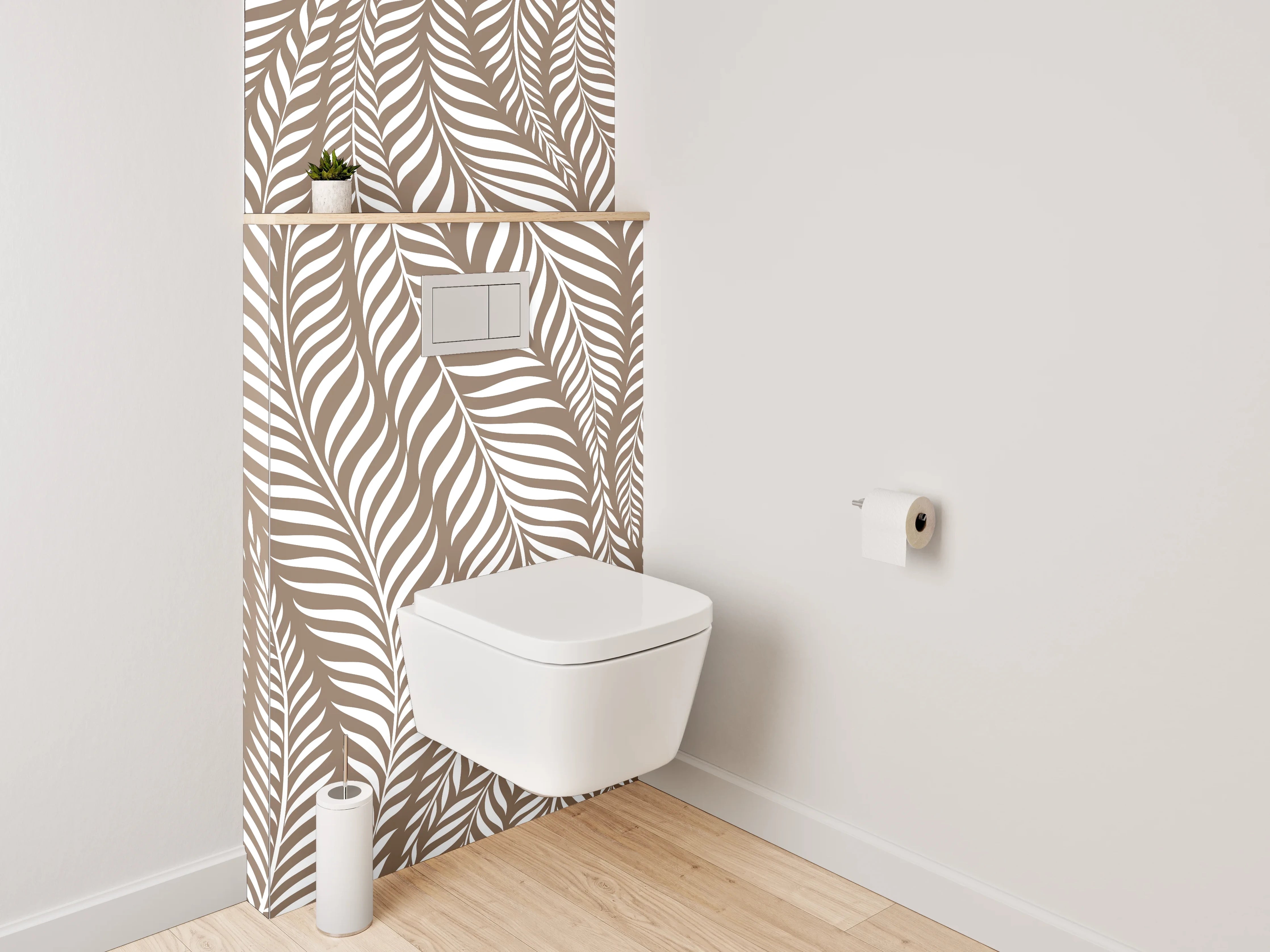 WC-Rückwand - Braunes Blattmuster Naturdesign