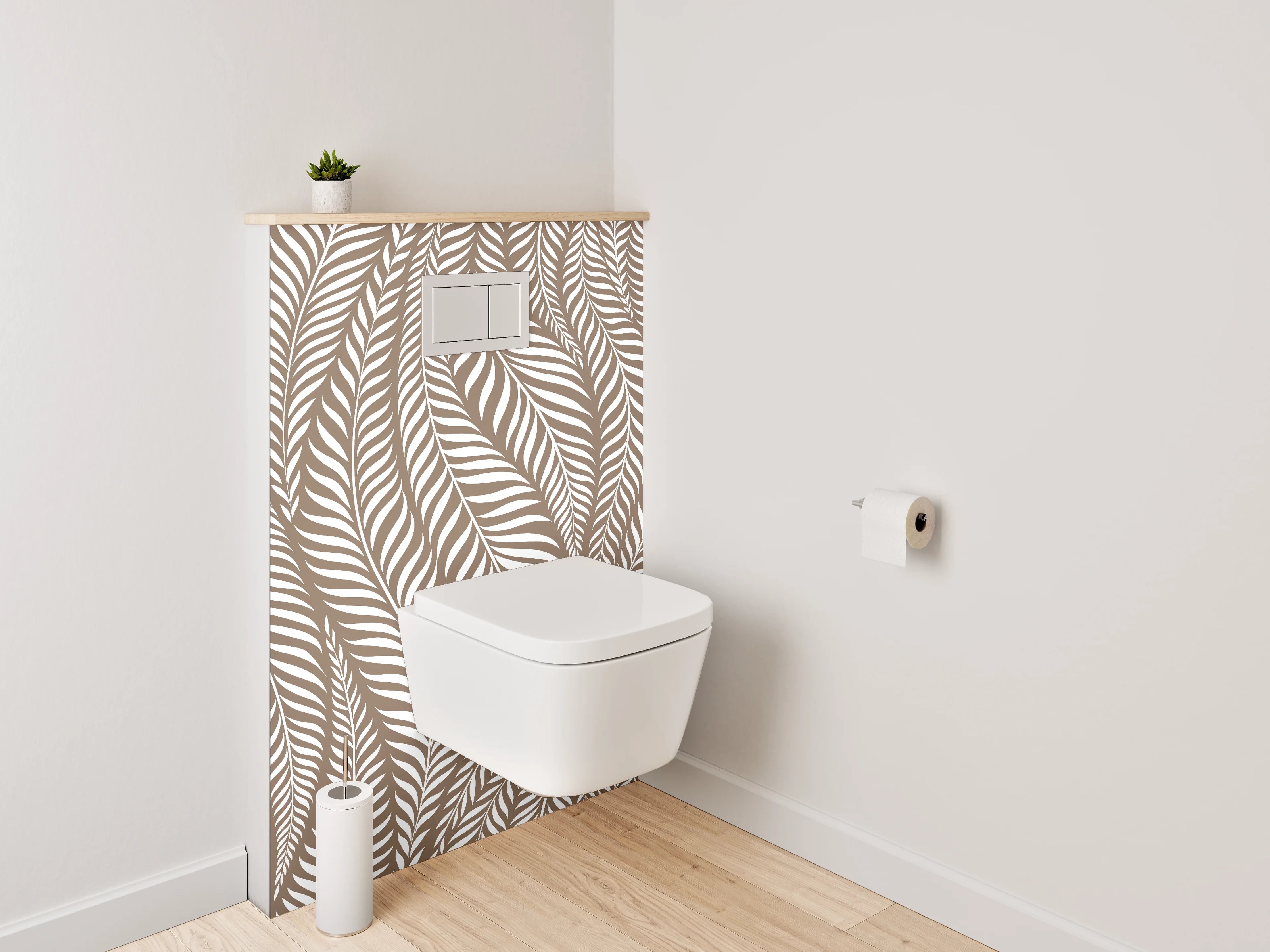 WC-Rückwand - Braunes Blattmuster Naturdesign