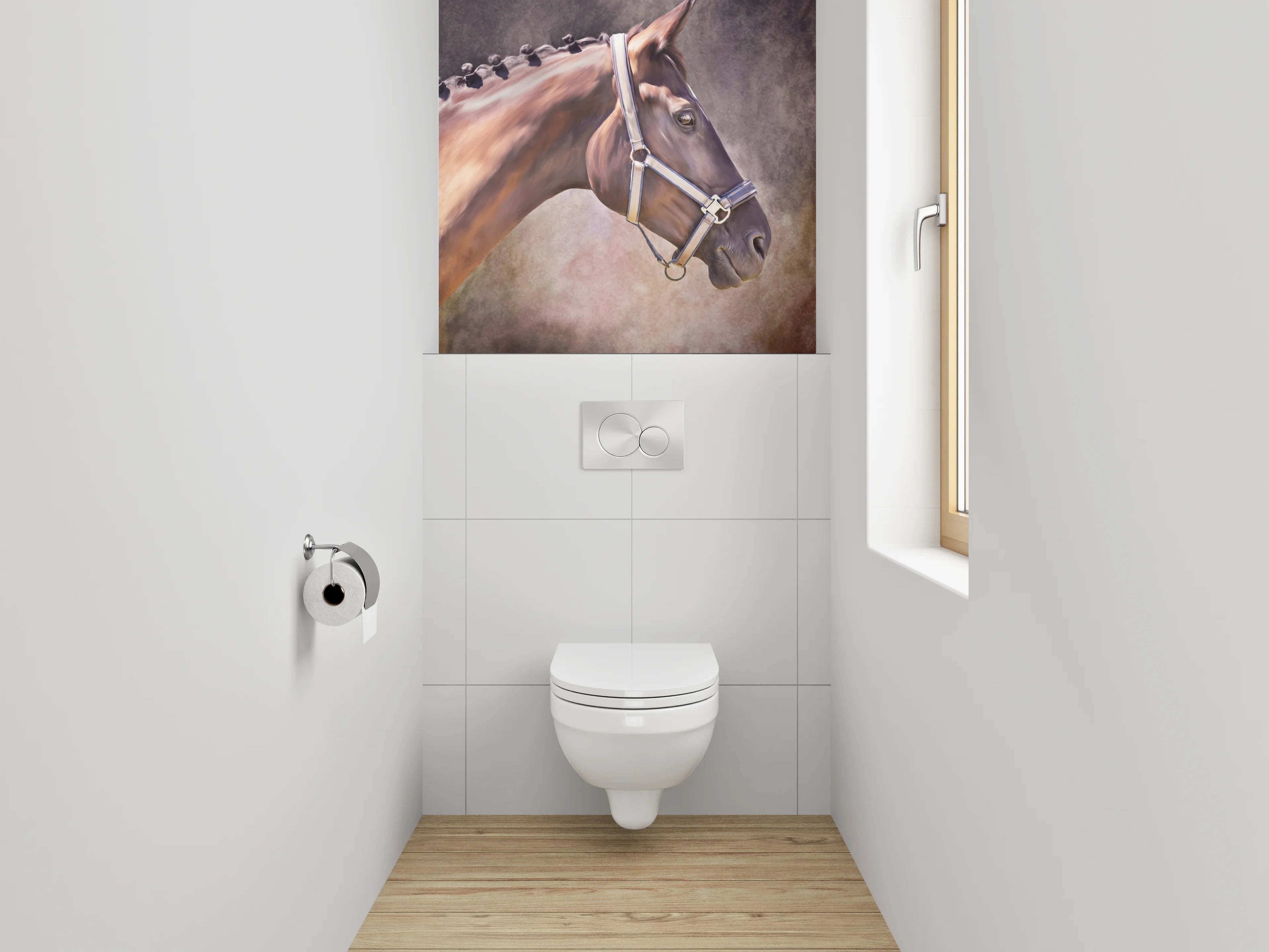 WC-Rückwand - Braunes Pferd Aquarell Tierportrait