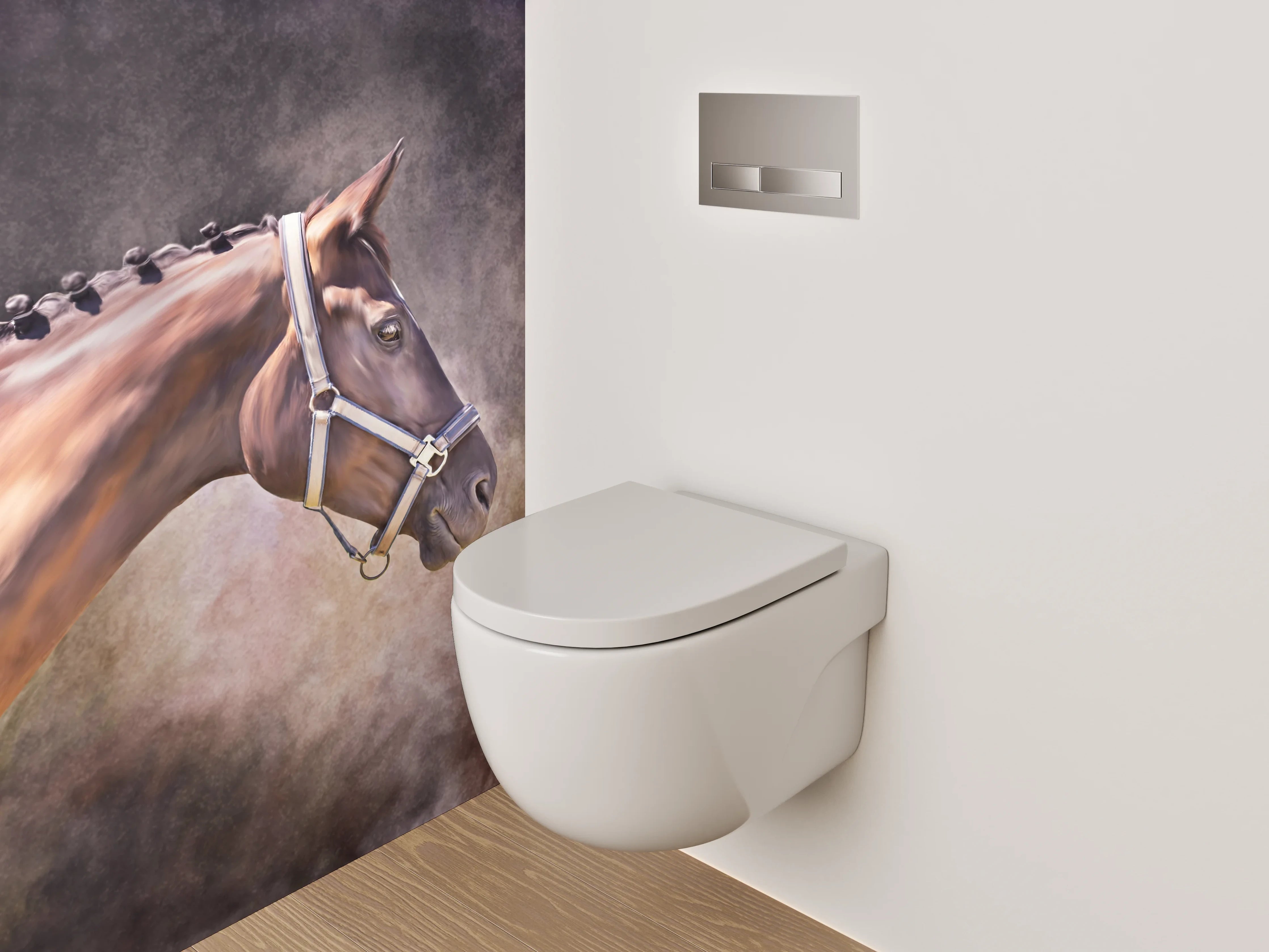 WC-Rückwand - Braunes Pferd Aquarell Tierportrait