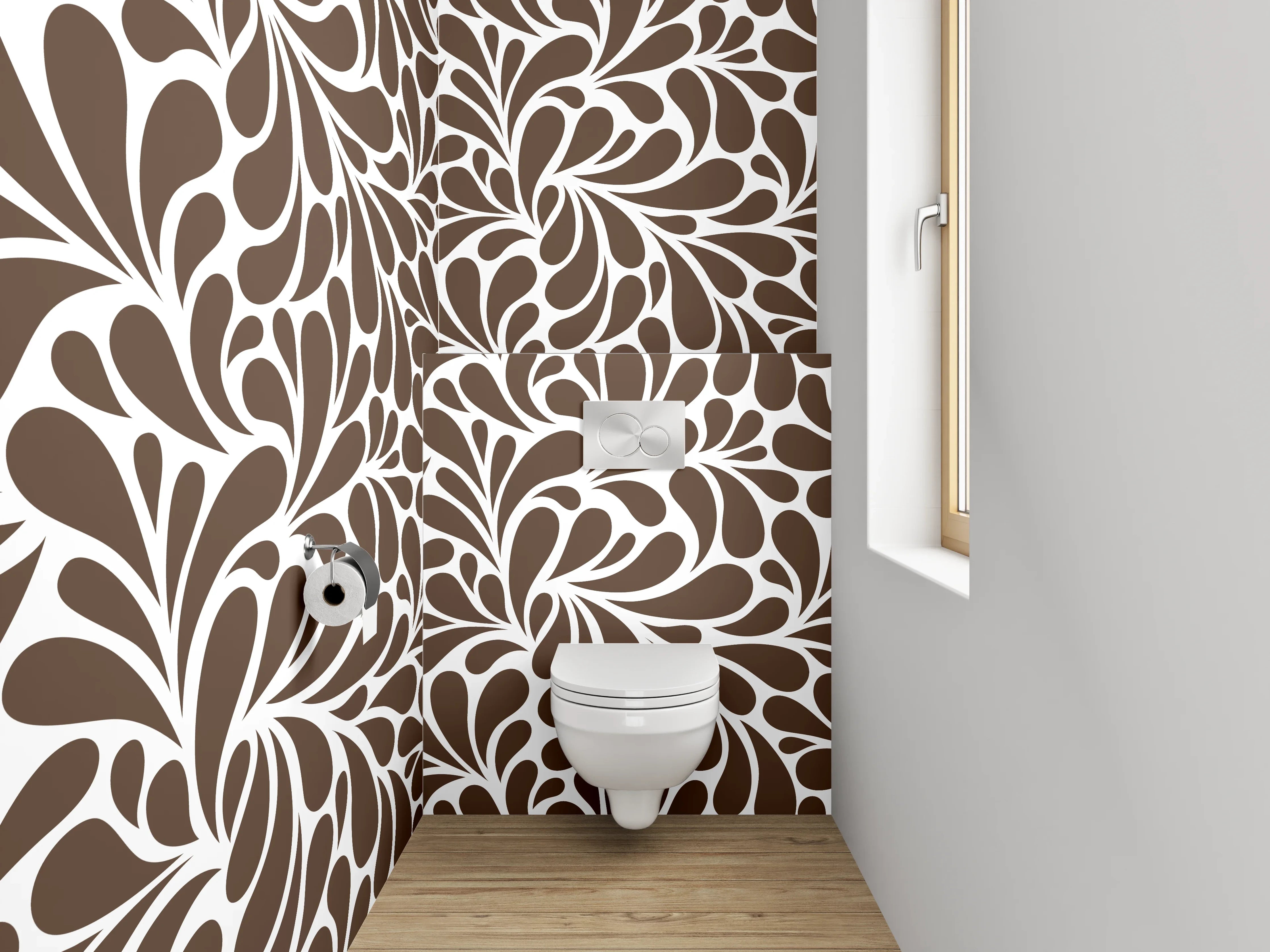 WC-Rückwand - Braunes Retro-Muster Wallpaper