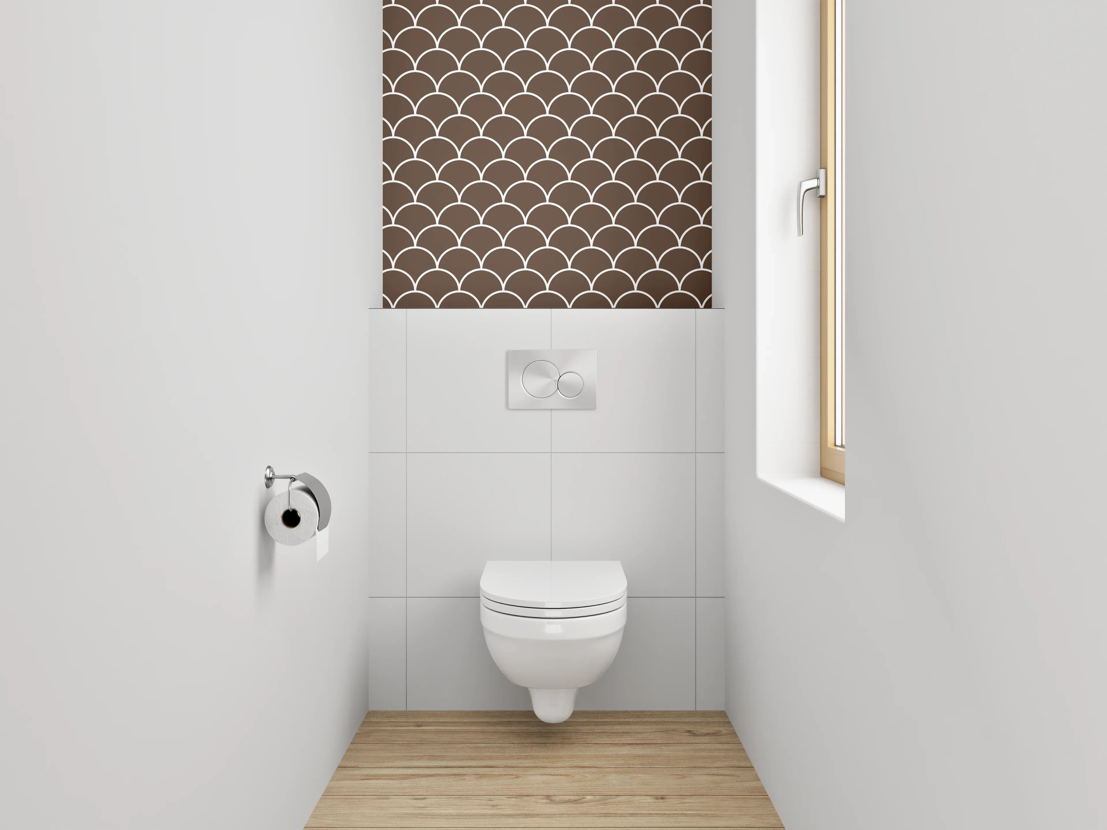 WC-Rückwand - Braunes Schuppenmuster Modern