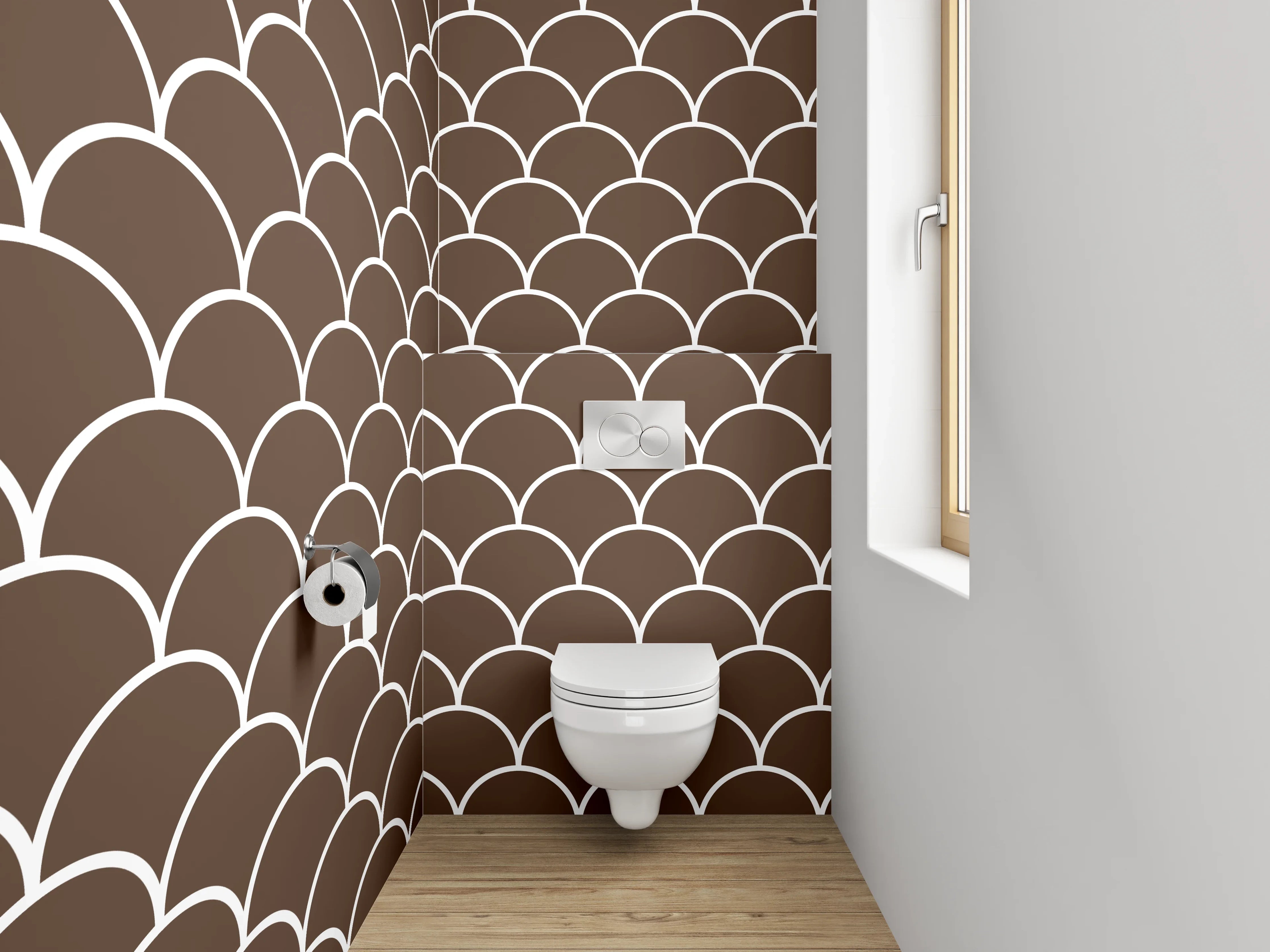 WC-Rückwand - Braunes Schuppenmuster Modern