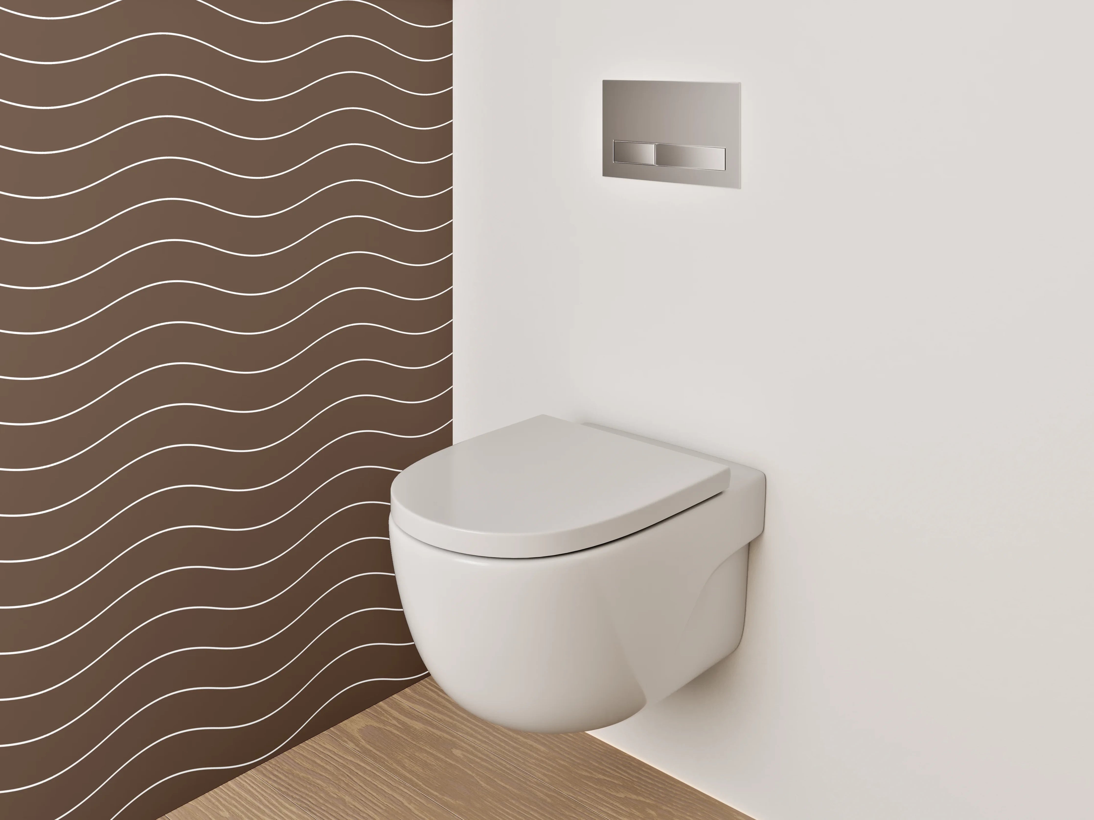 WC-Rückwand - Braunes Wellenlinien-Muster modern reserviert