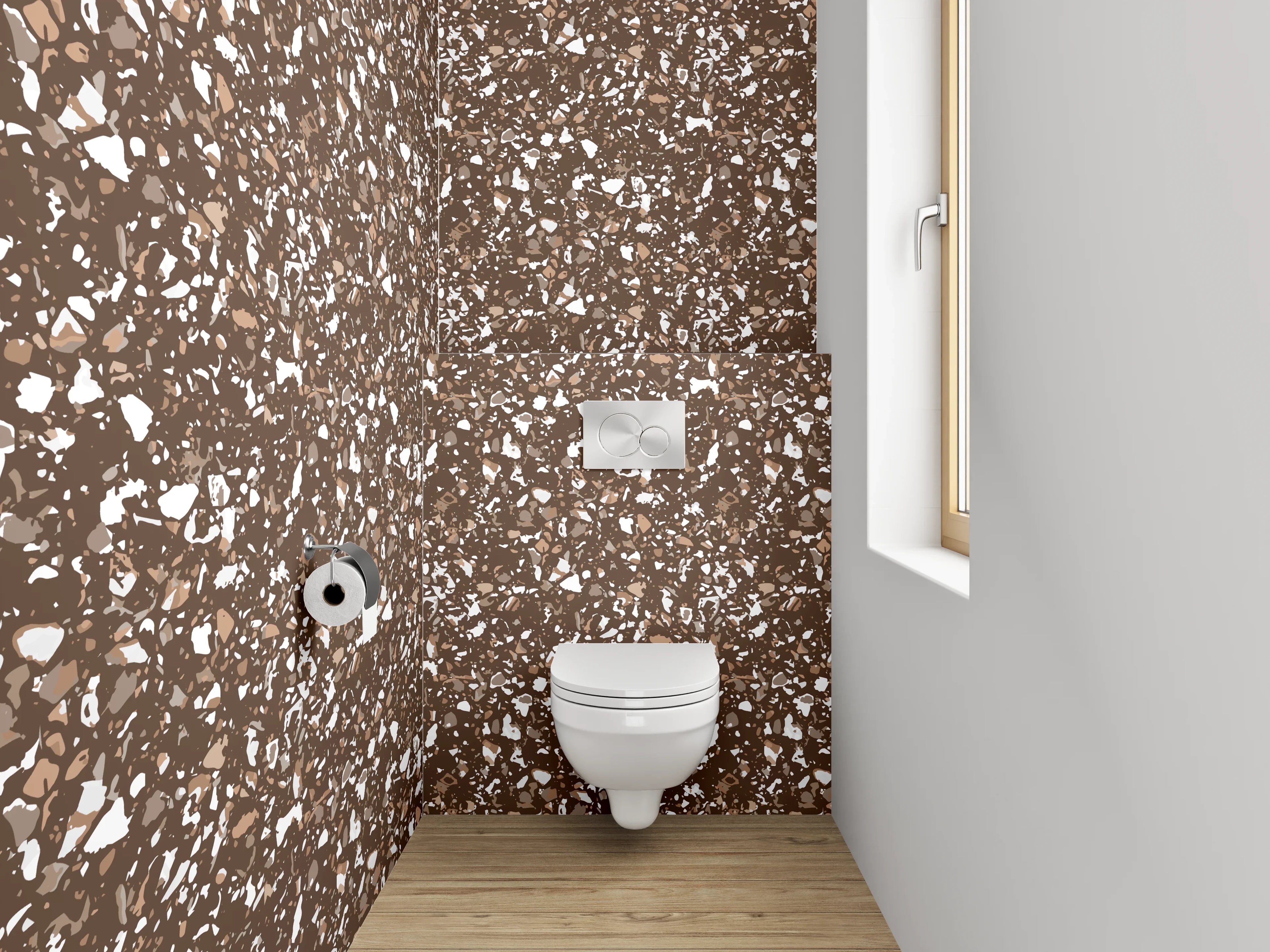WC-Rückwand - Braunes florales Retro-Muster Tapete