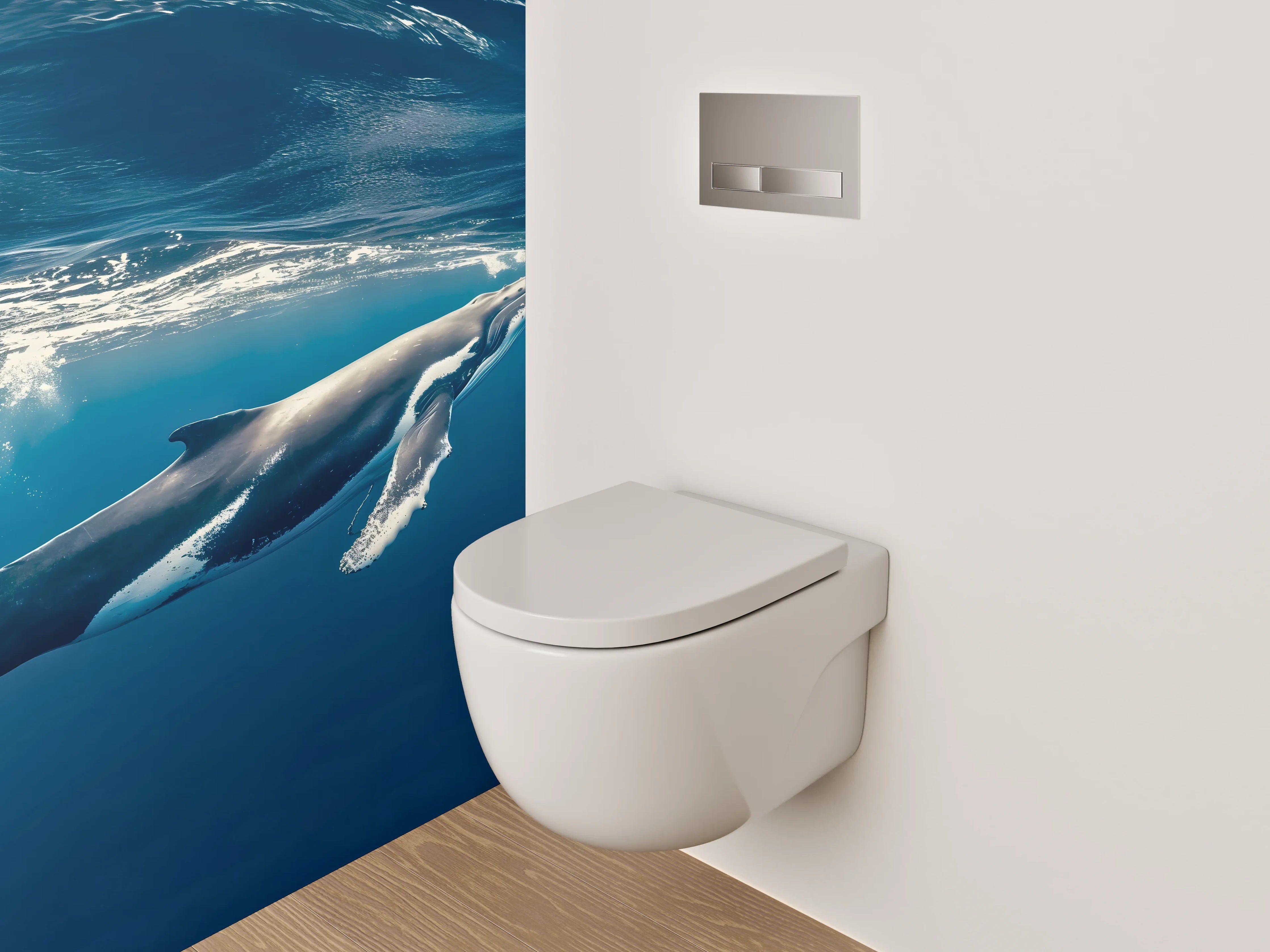 WC-Rückwand - Buckelwal im Ozean