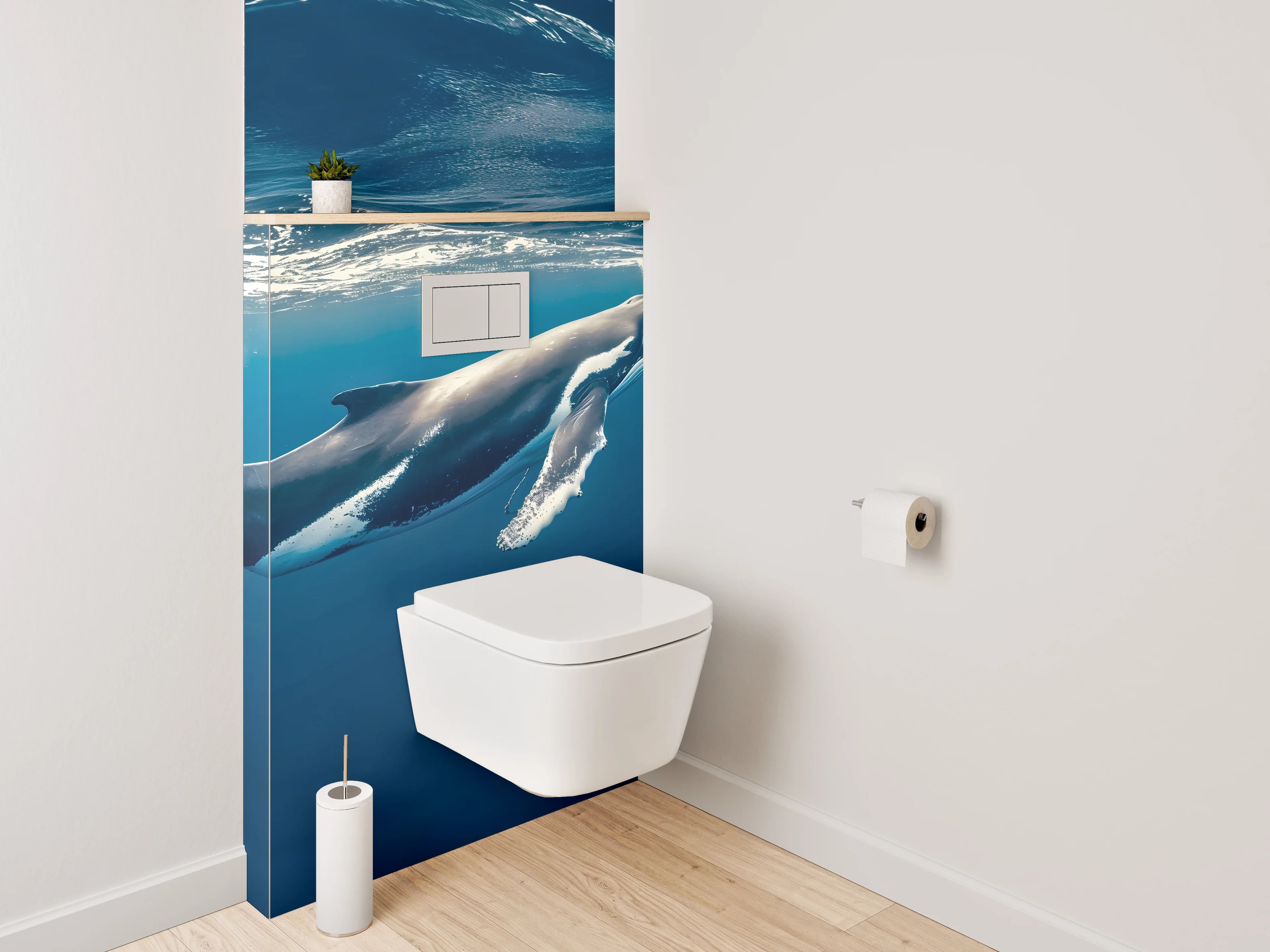 WC-Rückwand - Buckelwal im Ozean