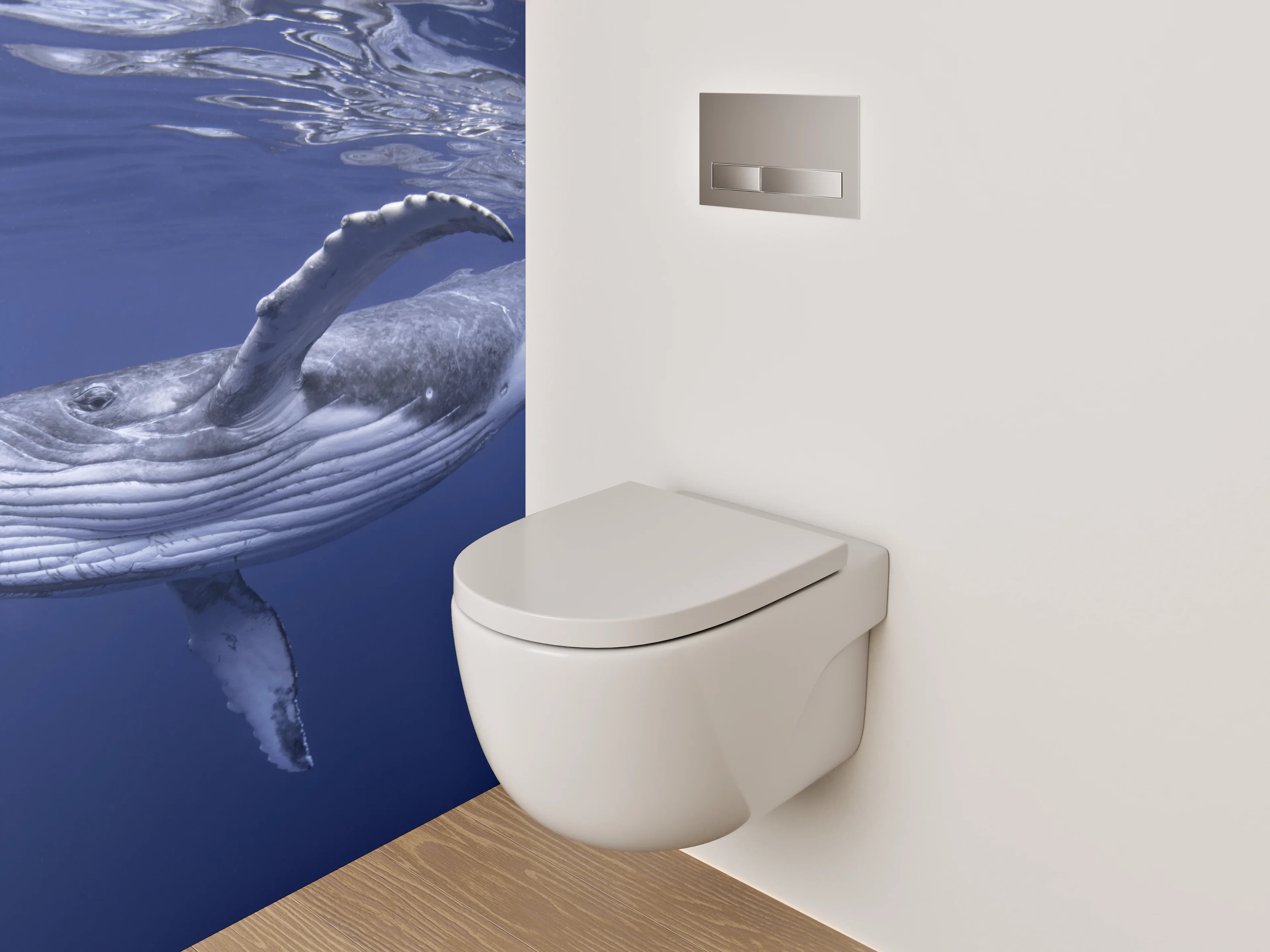 WC-Rückwand - Buckelwal im tiefblauen Ozean