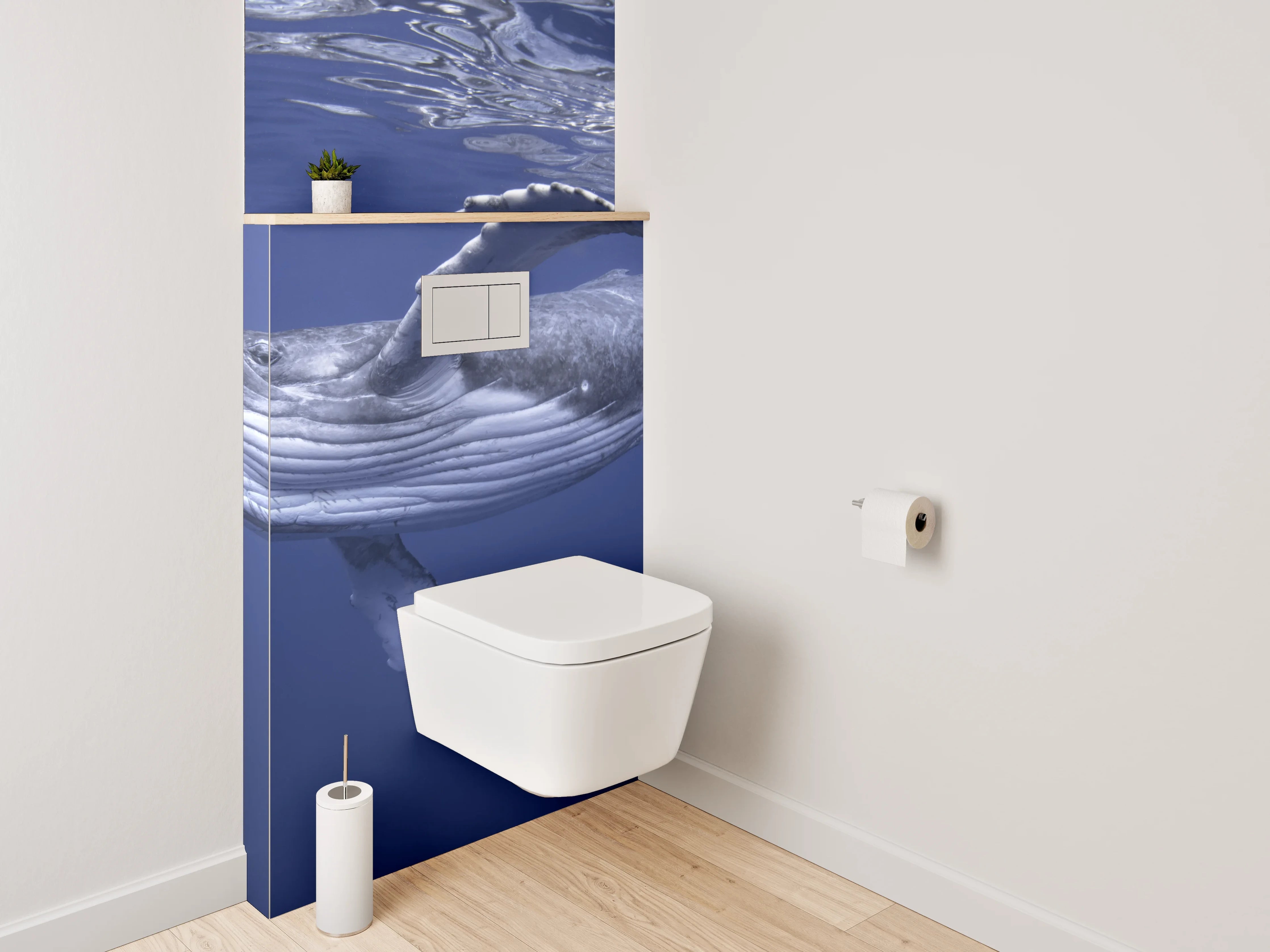 WC-Rückwand - Buckelwal im tiefblauen Ozean