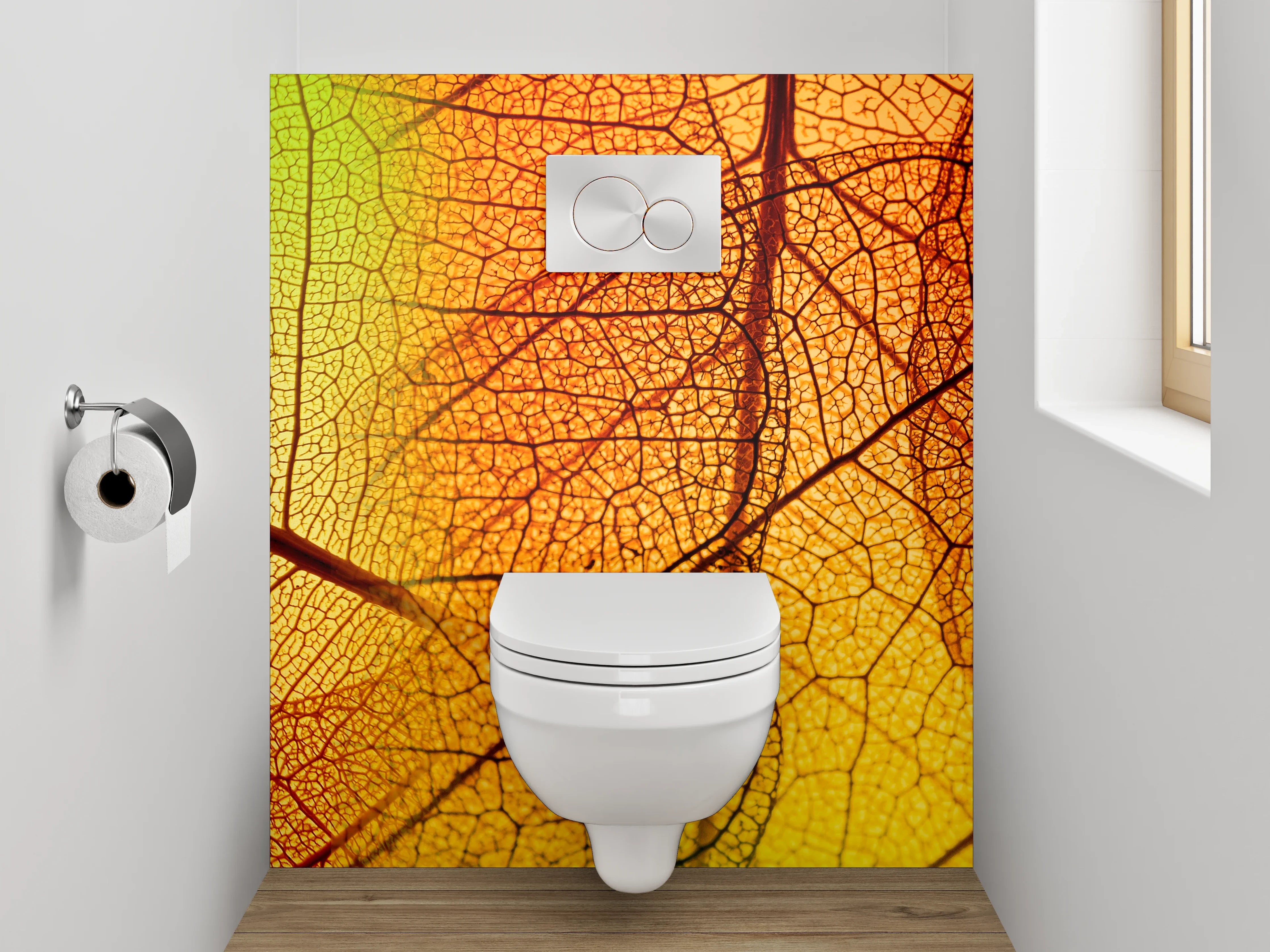 WC-Rückwand - Bunte Blattstrukturen Natur Abstrakt