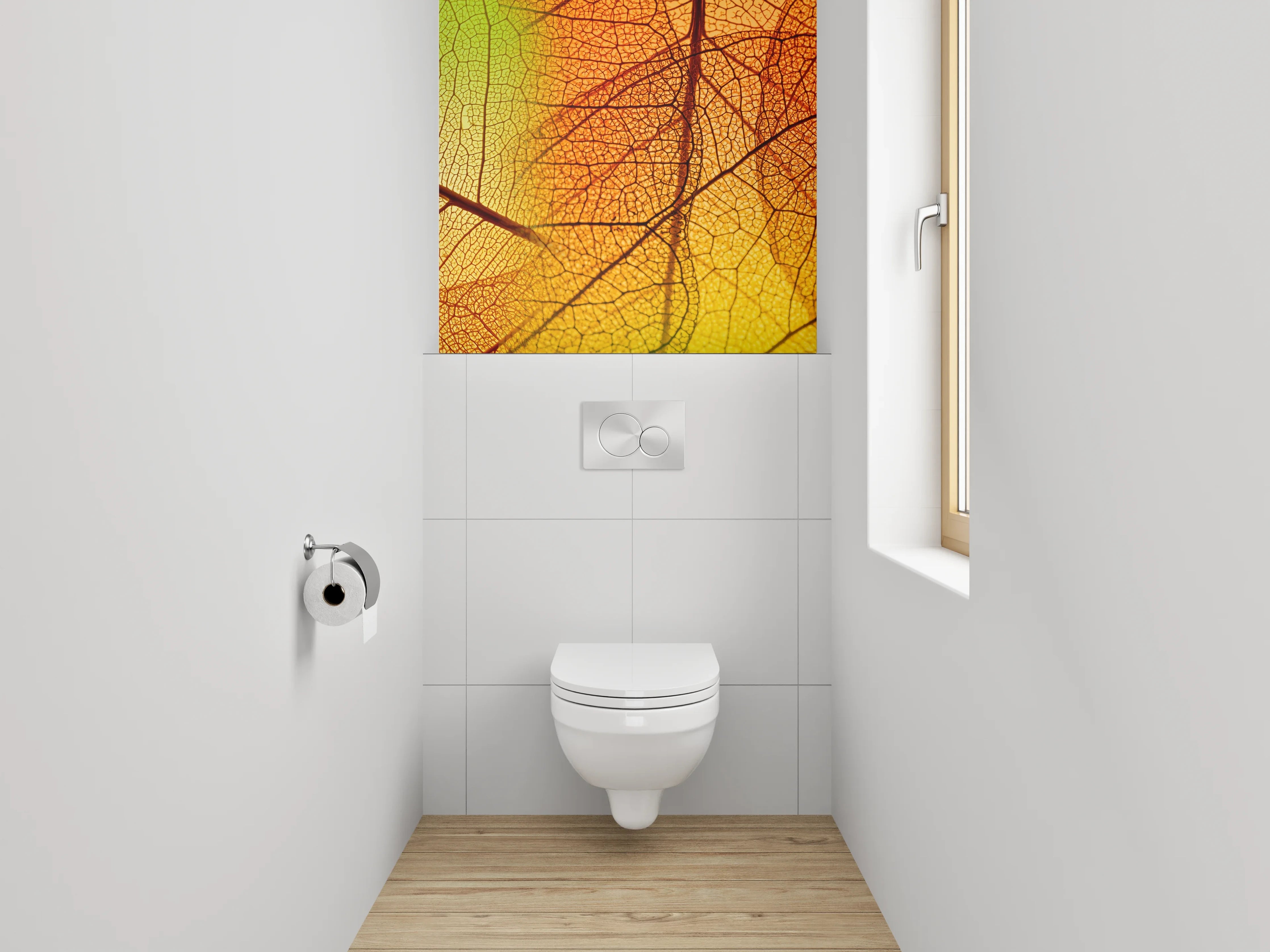 WC-Rückwand - Bunte Blattstrukturen Natur Abstrakt