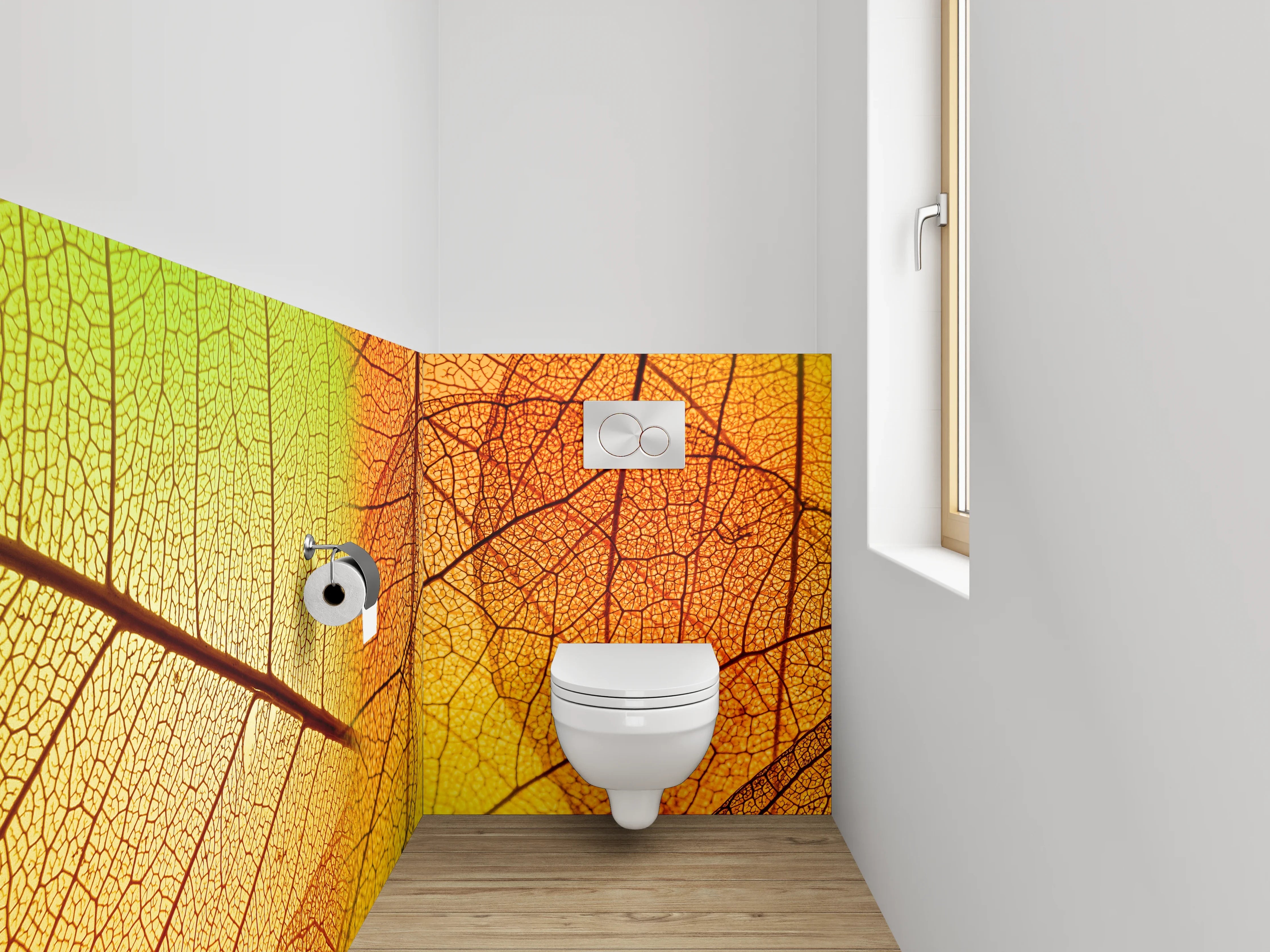 WC-Rückwand - Bunte Blattstrukturen Natur Abstrakt