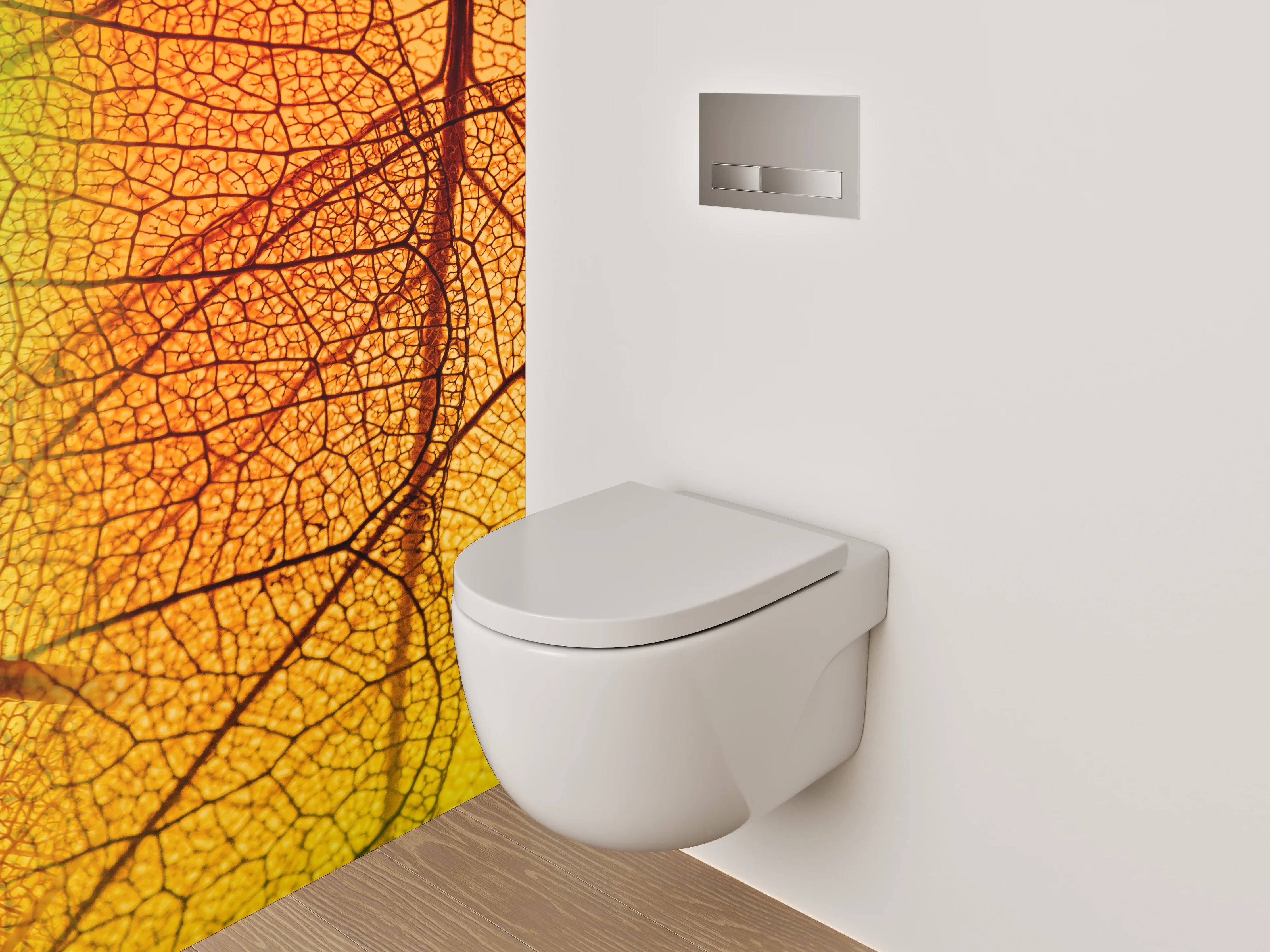 WC-Rückwand - Bunte Blattstrukturen Natur Abstrakt