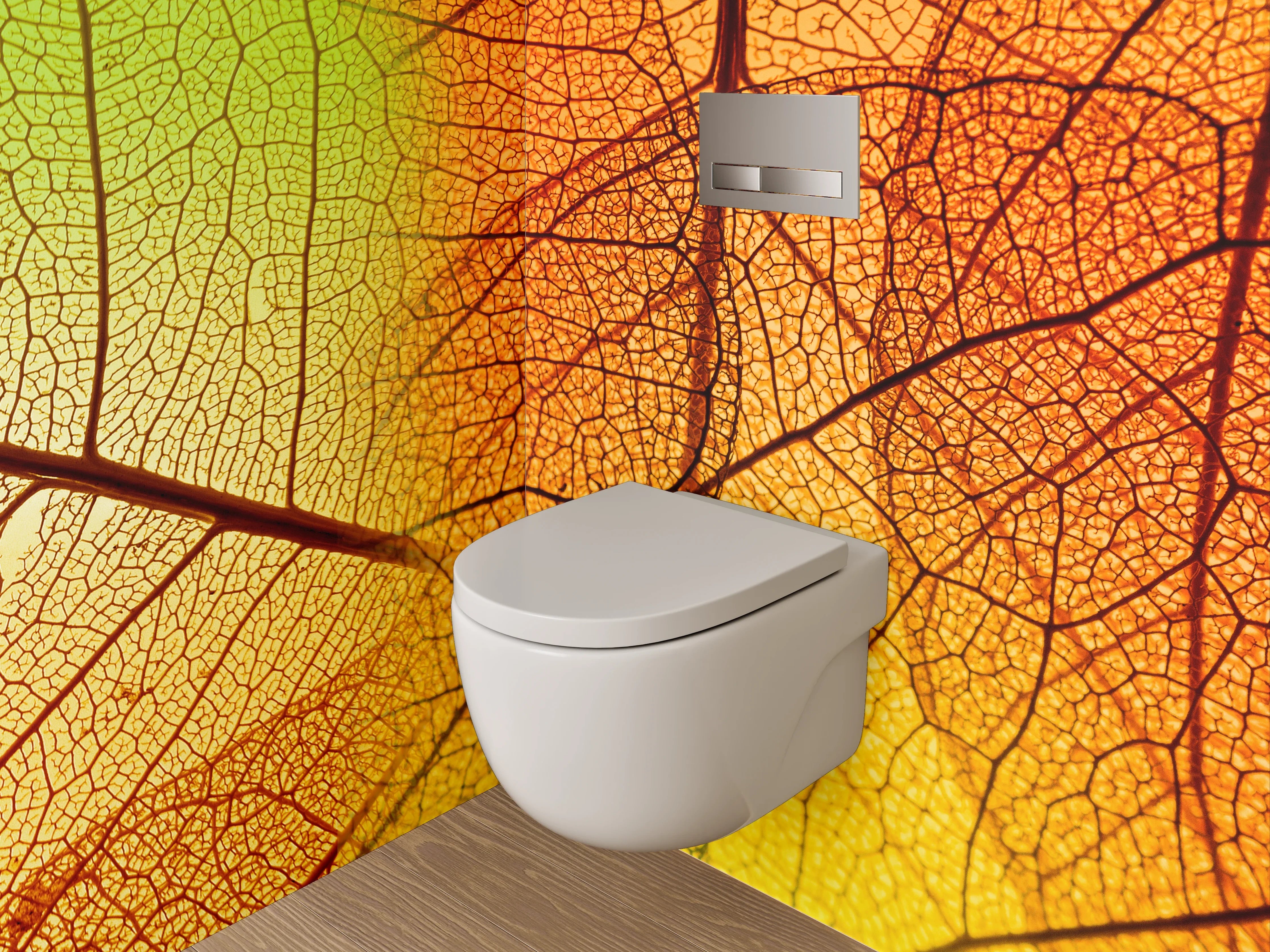 WC-Rückwand - Bunte Blattstrukturen Natur Abstrakt