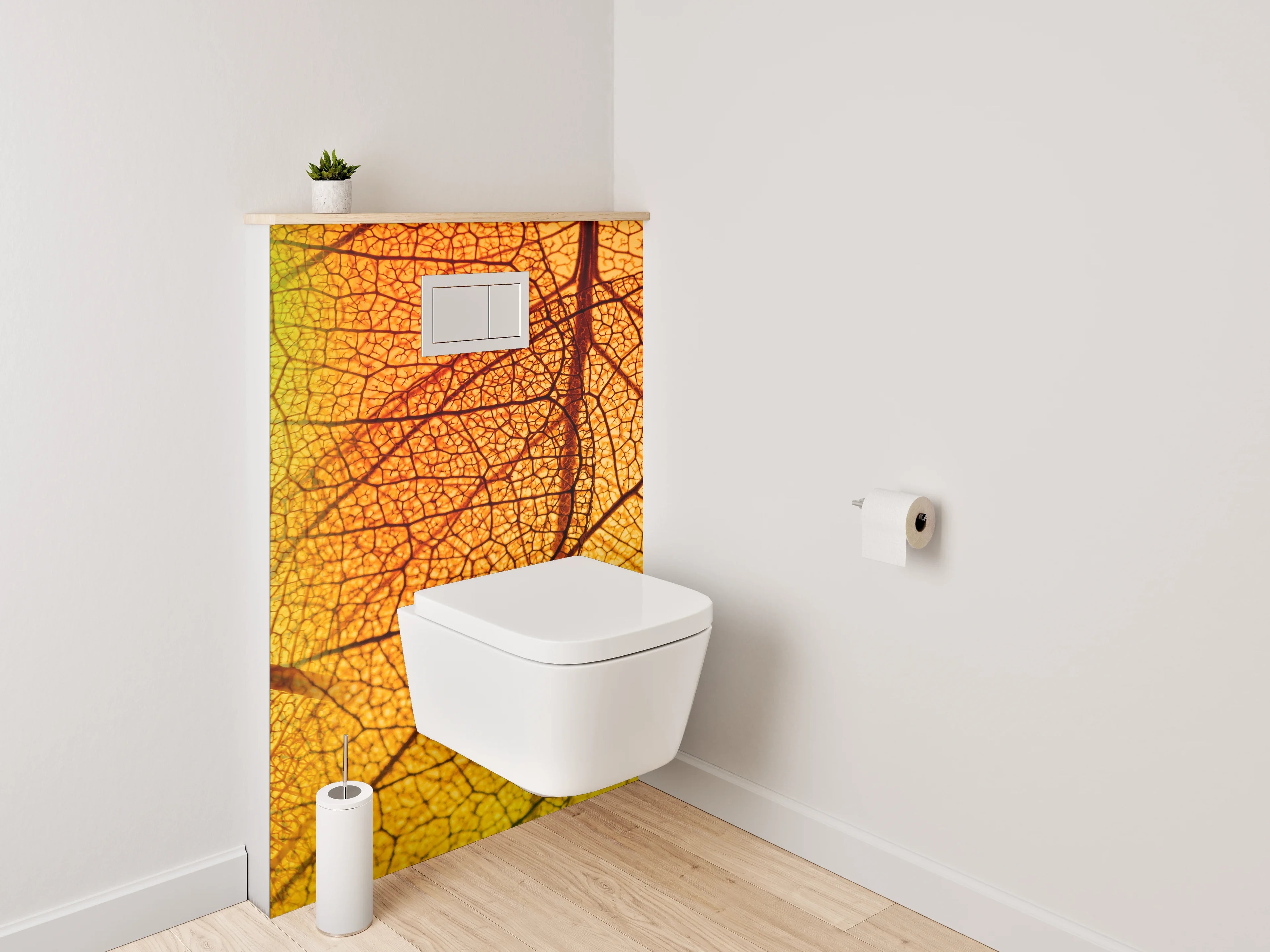 WC-Rückwand - Bunte Blattstrukturen Natur Abstrakt